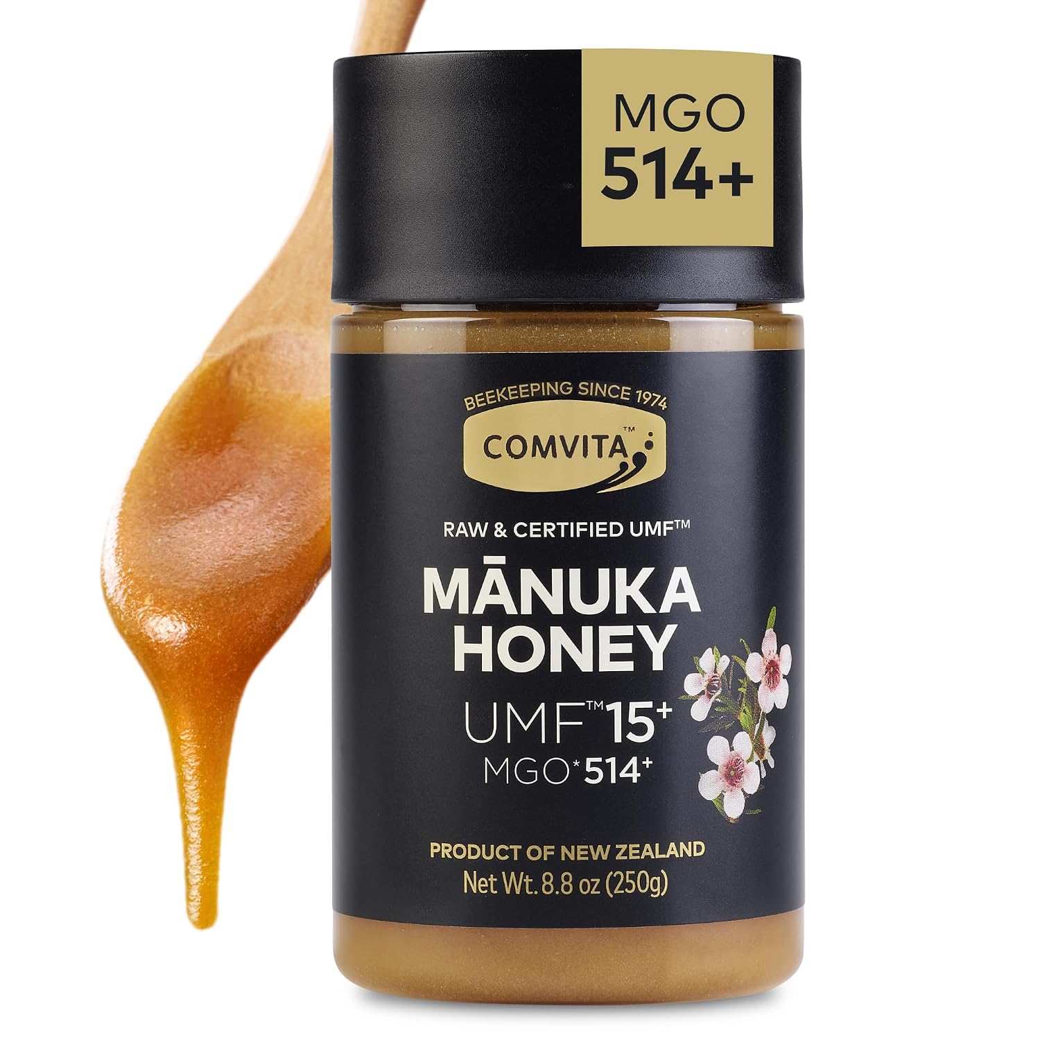 Comvita Manuka Honey UMF 15+ (MGO 514+) Raw, Monofloral - 250g (8.8 Oz)