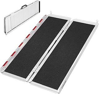 LIEKUMM 4ft Foldable Aluminum Wheelchair Ramp, 600LBS Capacity, 29.7" Non-Slip Threshold Ramp, Portable Wheelchair Ramp for Stairs, Home, Doorways