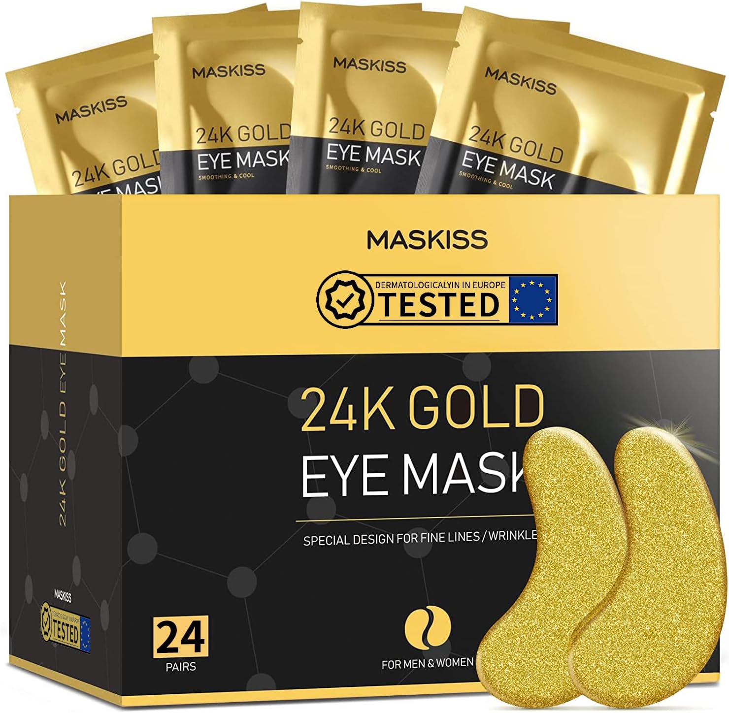Under Eye Patches (24 Pairs) - 24K Gold Eye Masks Skincare Enriched with Abundant Collagen, hyaluronic acid, anti-aging self care eye gel pads for puffy eyes, dark circles and eye bags,wrinkle patches