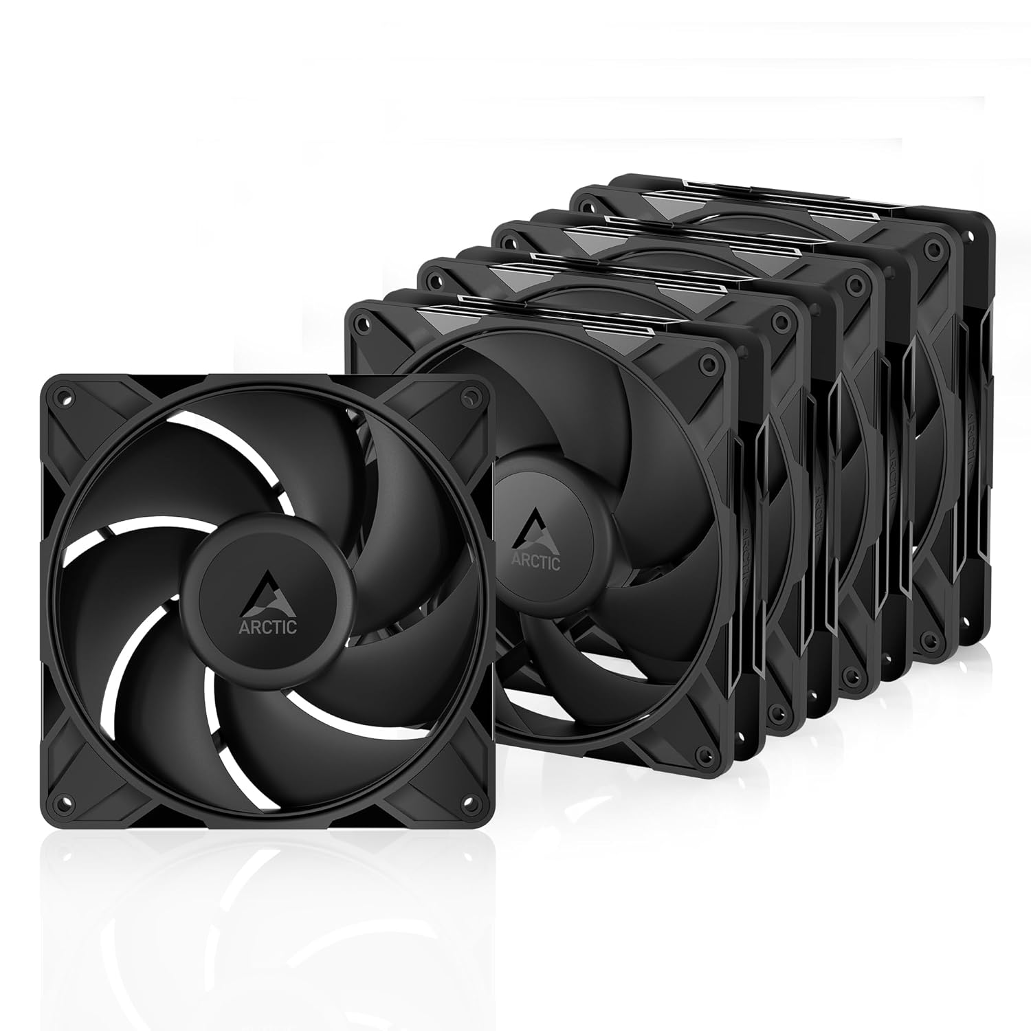 ARCTIC P14 Pro PST, 5 Pack - Powerful Premium Fan, 140 mm PWM Fan with Y-Cable Splitter, 400-2500 RPM, 0 RPM <5% PWM, Fluid Dynamic Bearing, 4-Pin - Black