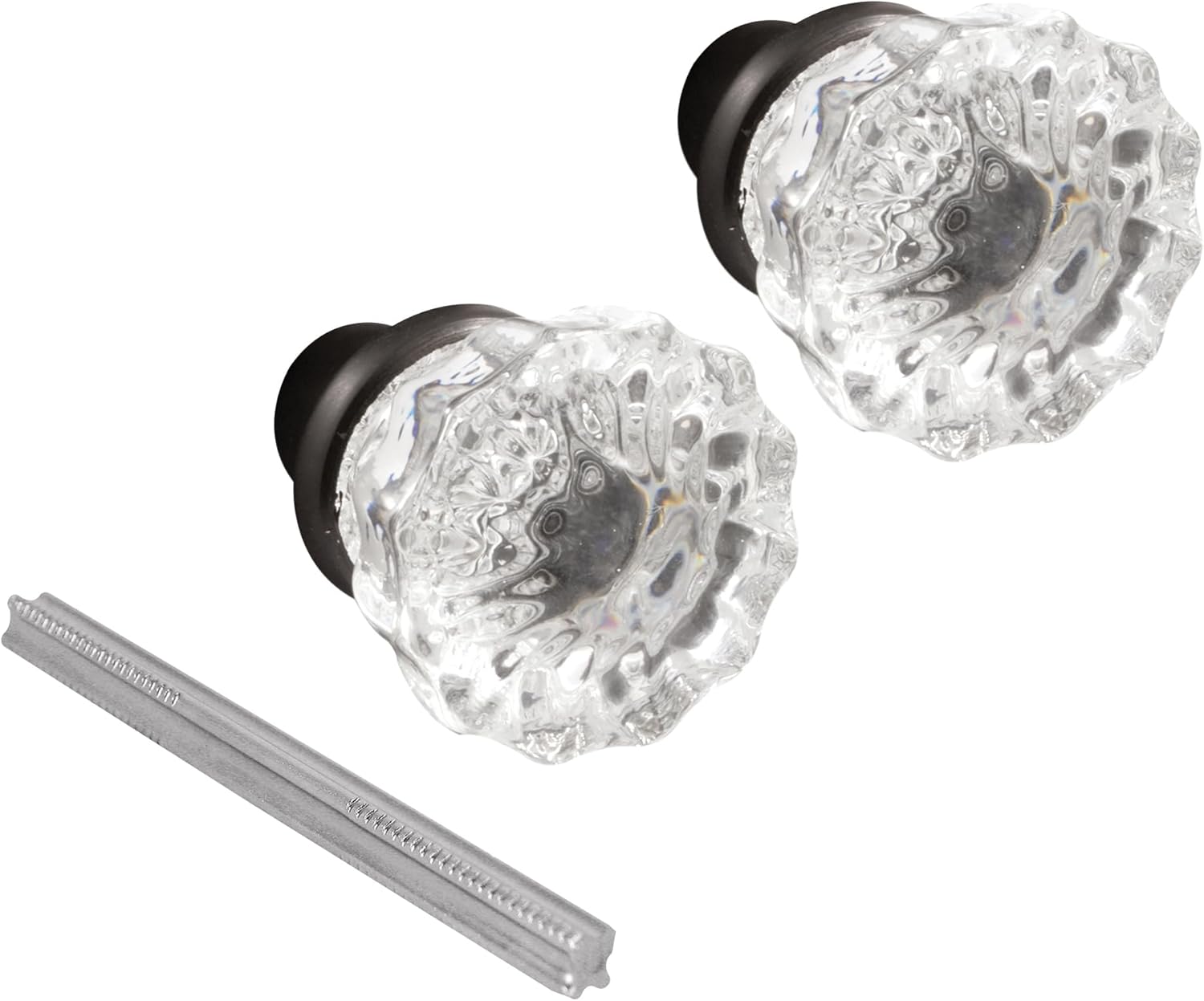 Prime-Line E 28317 Mortise Style Fluted Glass Door Knobs - Perfect for Replacing Broken Antique Lock Sets on Interior Doors, Features 2 In. Outside Diameter Knobs, Classic Bronze (1 Set)