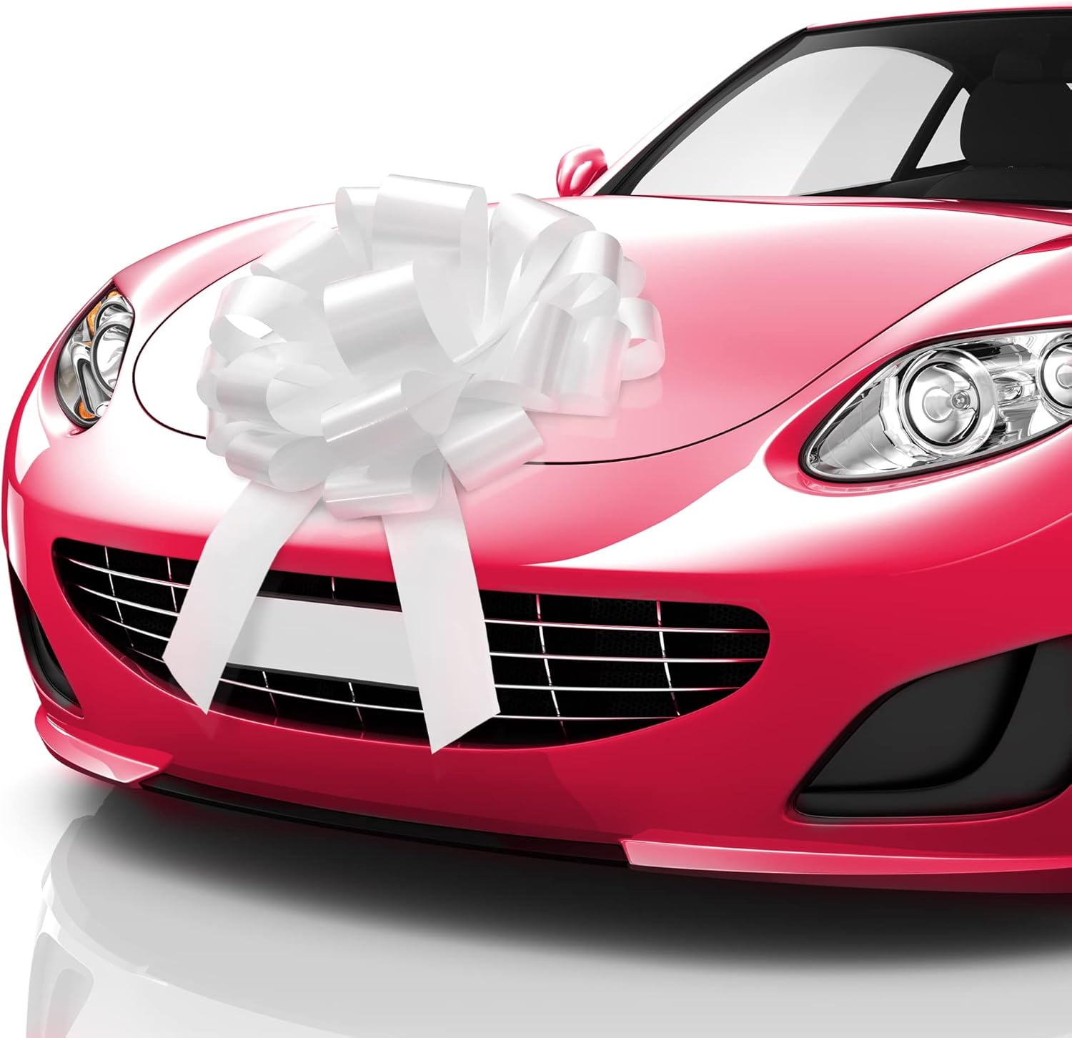 Zoe Deco - Big Car Bow - Glossy White, 16 Inch - Giant Car Bow for Birthday, Christmas, Wedding Reception, Surprise Party - Large Gift Wrapping for Huge Present