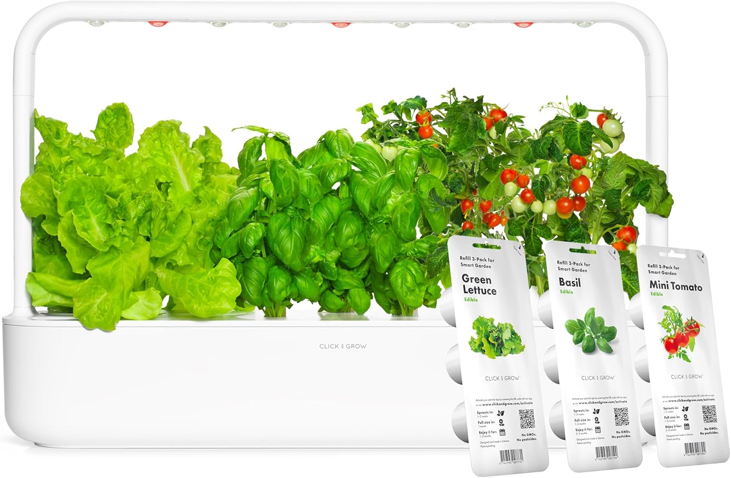Click & Grow Indoor Herb Garden Kit with Grow Light | Easier than Hydroponics Growing System | Smart Garden for Home Kitchen Windowsill | Vegetable & Herb Garden Starter Kit with 9 plant pods, White