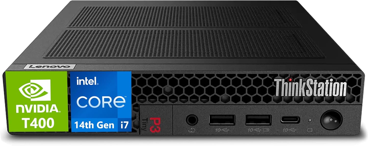 Lenovo ThinkStation P3 Tiny Intel i7-14700, 32GB DDR5, 1TB NVMe, T400 4GB Graphics, WiFi 6E + BT, RJ-45, 3X miniDP, DP Port, HDMI (5 Monitor Max), Win 11 Pro, 3YR, Business Desktop