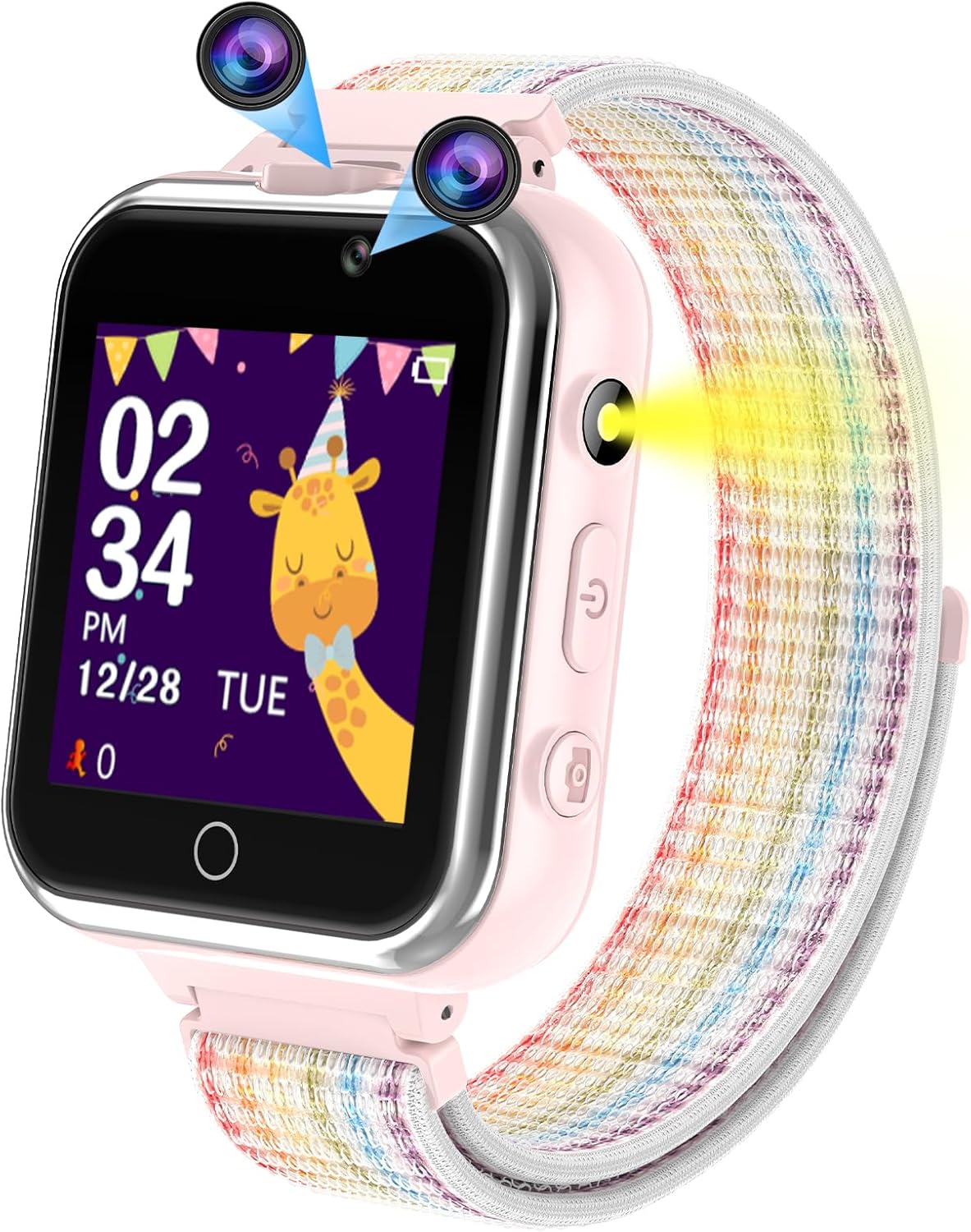PTHTECHUS Kids Smart Watch,Present for Boys Girls Age 4-12, 24 Puzzle Games 2 HD Cameras HD Touchscreen MP3 Music Player Video Pedometer Alarm Clock Smartwatches for Kids Birthday Toys (Pink)