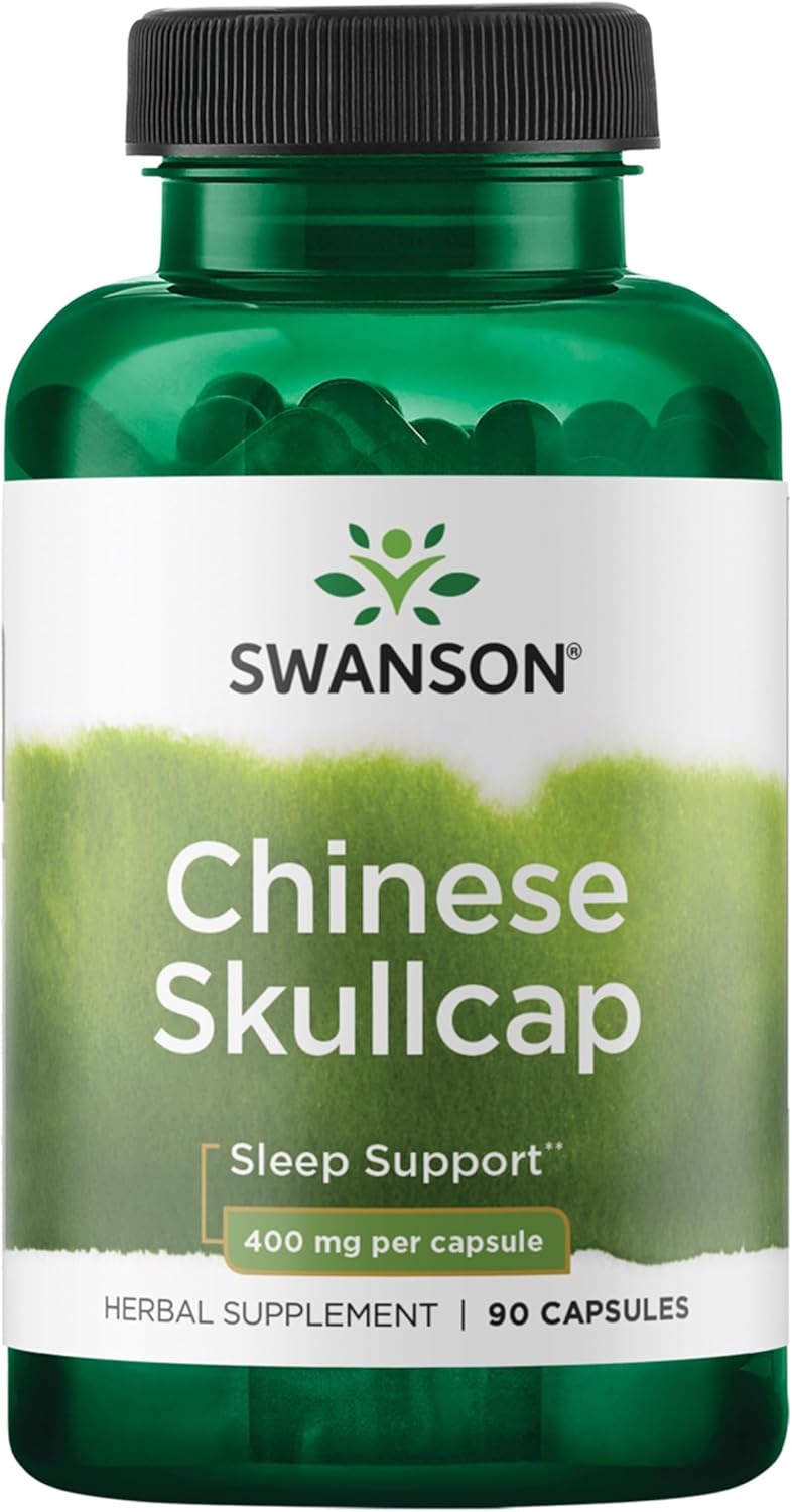 Swanson Chinese Skullcap - Herbal Supplement Promoting Relaxation & Sleep Support - Flavonoid Formula to Help Soothe Nerves - (90 Capsules, 400mg Each)
