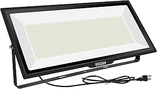 800W LED Flood Light, Outdoor Waterproof IP66 with Plug, 6000K Daylight White Super Bright Security Floodlight for Yard, Garden, Garages