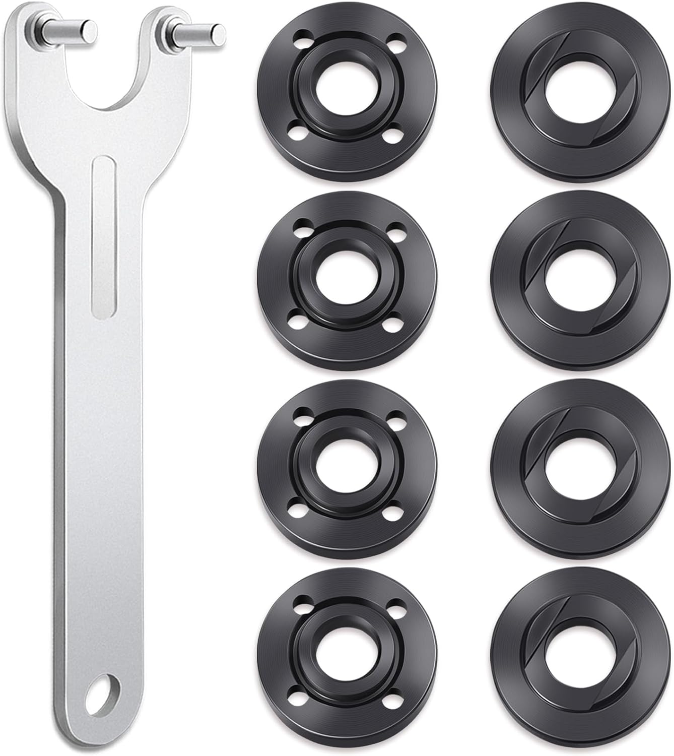 9PCS Angle Grinder Nut Angle Grinder Flange Wrench, Premium Flange Metal Lock Nut with Storage Bag, Compatible with Milwaukee Makita Metabo Dewalt Bosch Ryobi Decker 4.5" 5" 5/8-11 Replacement Part