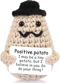 Draupnir Positive Potato, 3 inch Mini Funny Knitted Wool Potato Toy with Positive Card,Cute Creative Positive Life Doll Potato for Birthday Gift Encouragement Decoration Party
