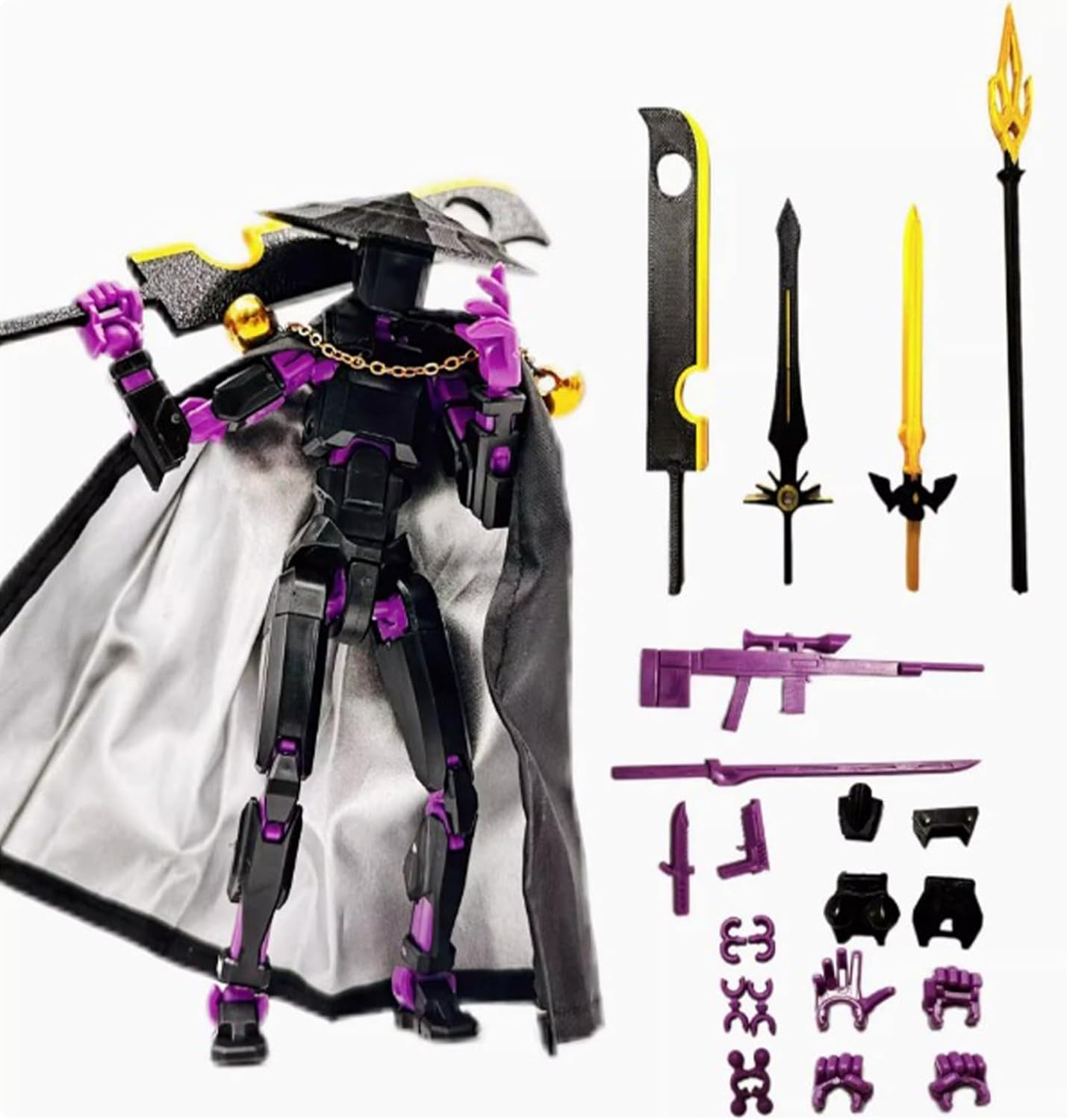 JNGTKL T13 Action Figure, 3D Printed Multi-Jointed Movable Titan 13 Action Figure, T13 Action Figure, For Game Lovers Desktop Decorations Action Figure (Black Purple)