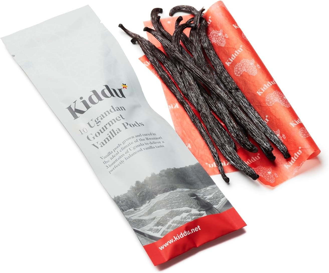 Kiddu - 10 Gourmet Vanilla Beans for Baking - Whole Grade A Pods in a Resealable Pouch