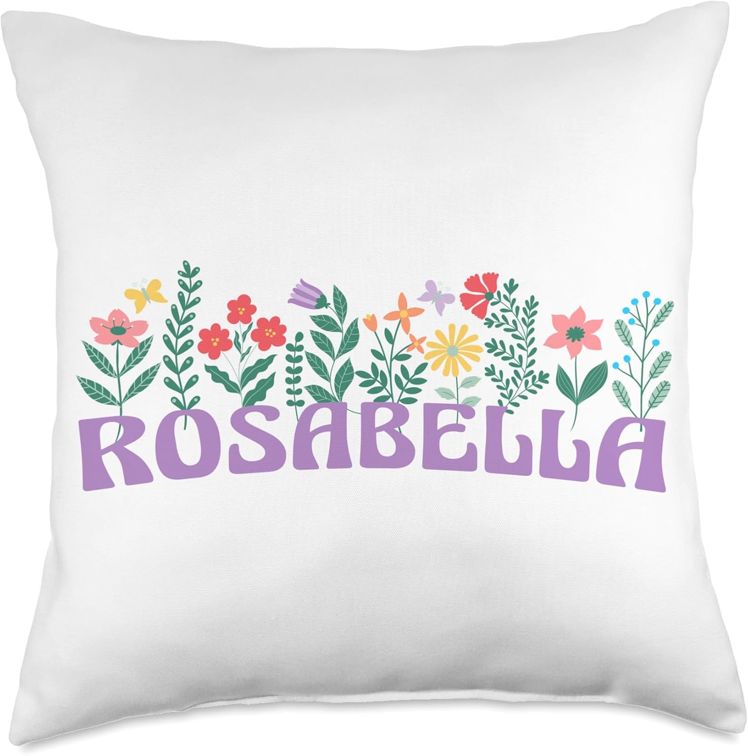 Wildflower Floral ROSABELLA First Name Mother's Day Women Throw Pillow