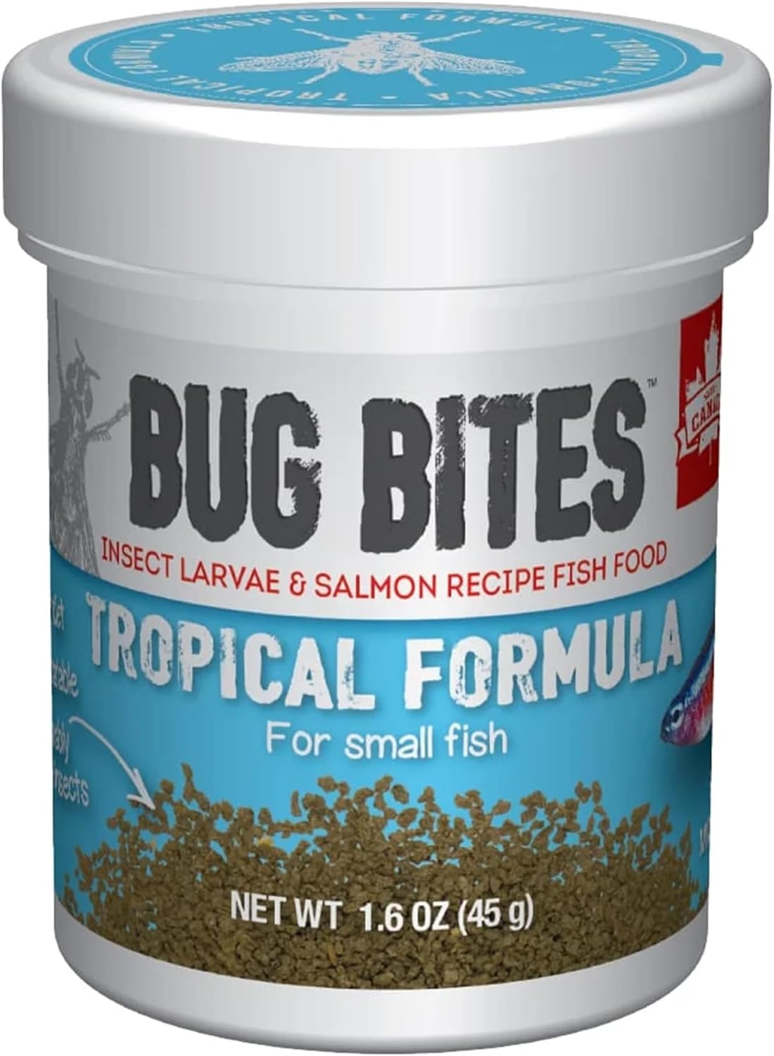 Fluval Bug Bites Tropical Fish Food, Small Granules for Small to Medium Sized Fish, 1.6 oz., A6577