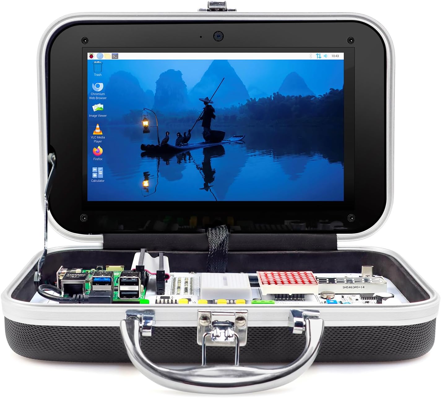 ELECROW for Raspberry Pi 5 8GB Kit, with Pi 5 8GB Single Board Computer, Crowpi Pi 5 Case Kit with 9inch Display, Compatible with Raspberry Pi 5 Learning Programming Kit with Sensors (8GB RAM)