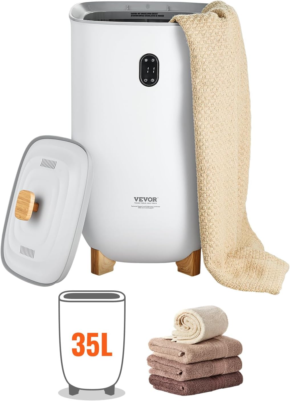 VEVOR Towel Warmer 35L, Towel Warmer Bucket with Drying Modes(2-5h), Heating Mode 20/40/60/90 Min Auto Shut Off, LED Screen, Luxury Large Towel Warmer for Bathroom, Spa, Bathrobe, Blanket & Pajama