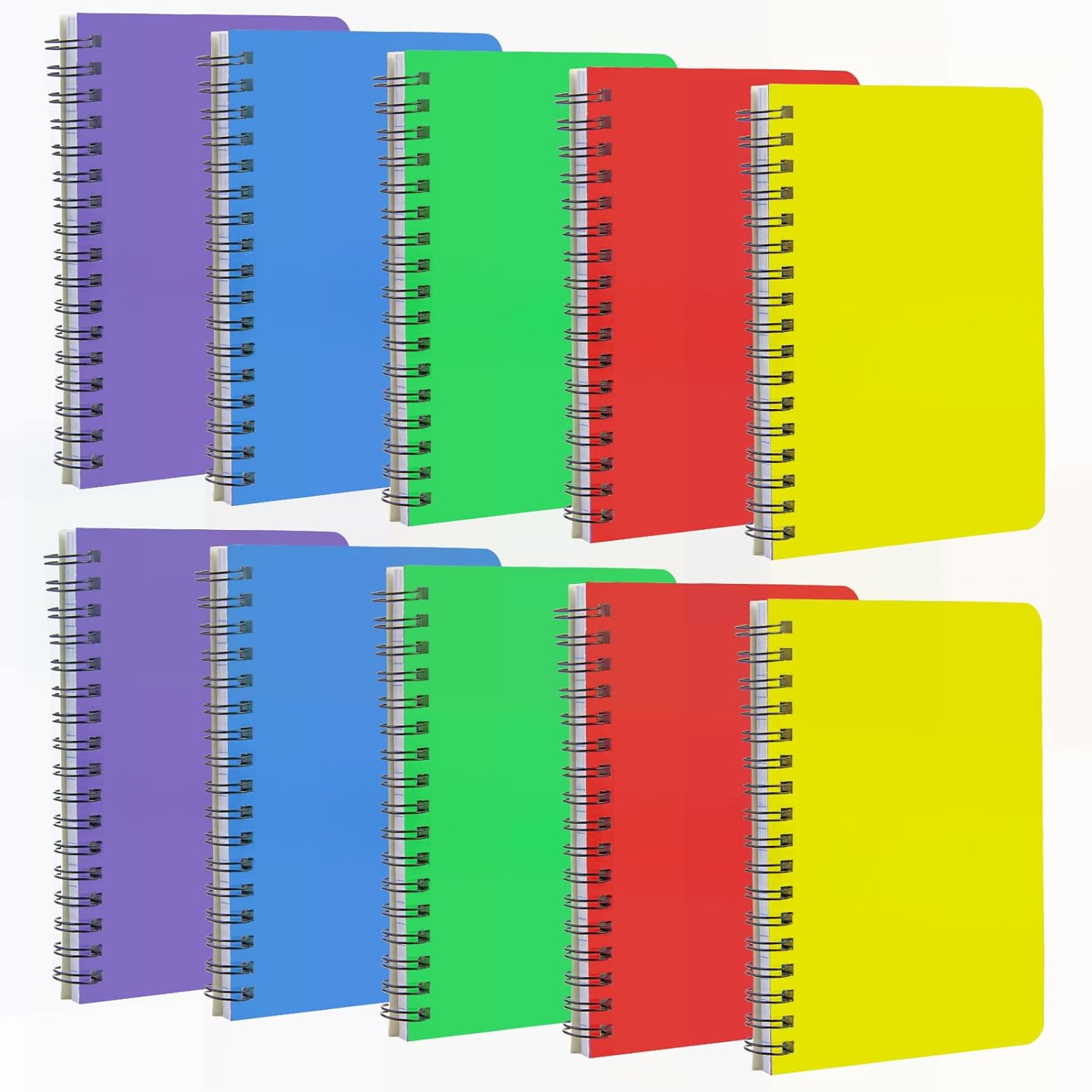 Fantasyon Top Bound Memo Books 4" x 6" Pocket Notebook Spiral Memo Pads For Home, Office, College, School, Lined College Ruled Paper, 75 Sheets Per Notebook (10 Pack) (A6)