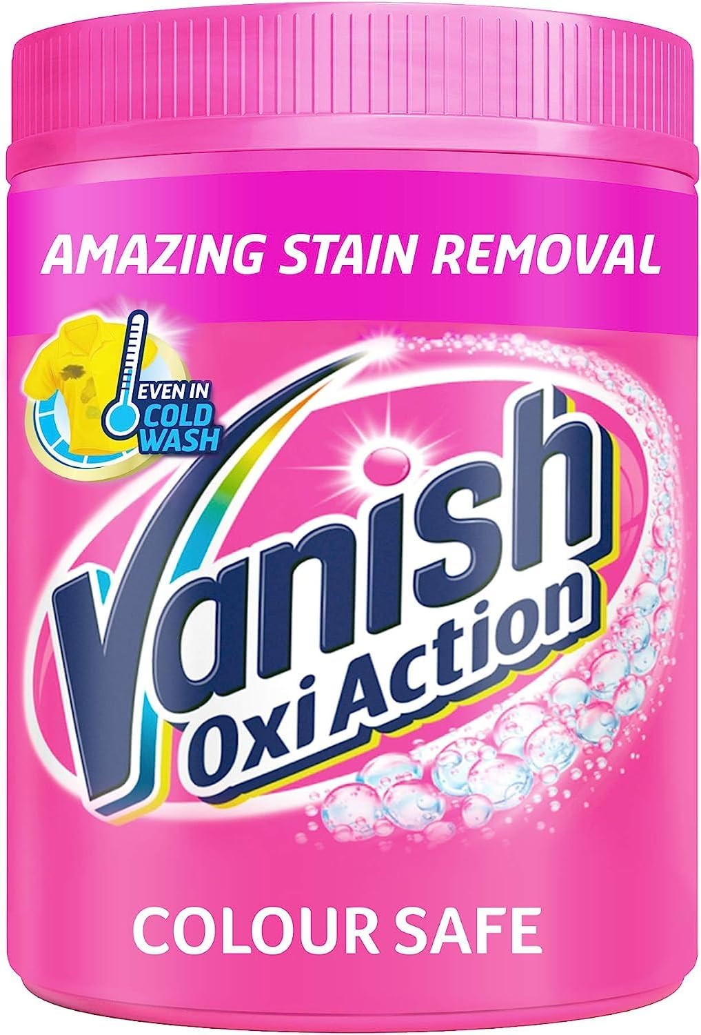 Vanish Oxi Action Colour Safe Stain Remover Powder for Clothes 1Kg, 1st Time Amazing Stain Removal Even In 30°C Cold Wash, Lifts Tough Stains, Chlorine-Free Formula, Safe On Everyday Fabrics
