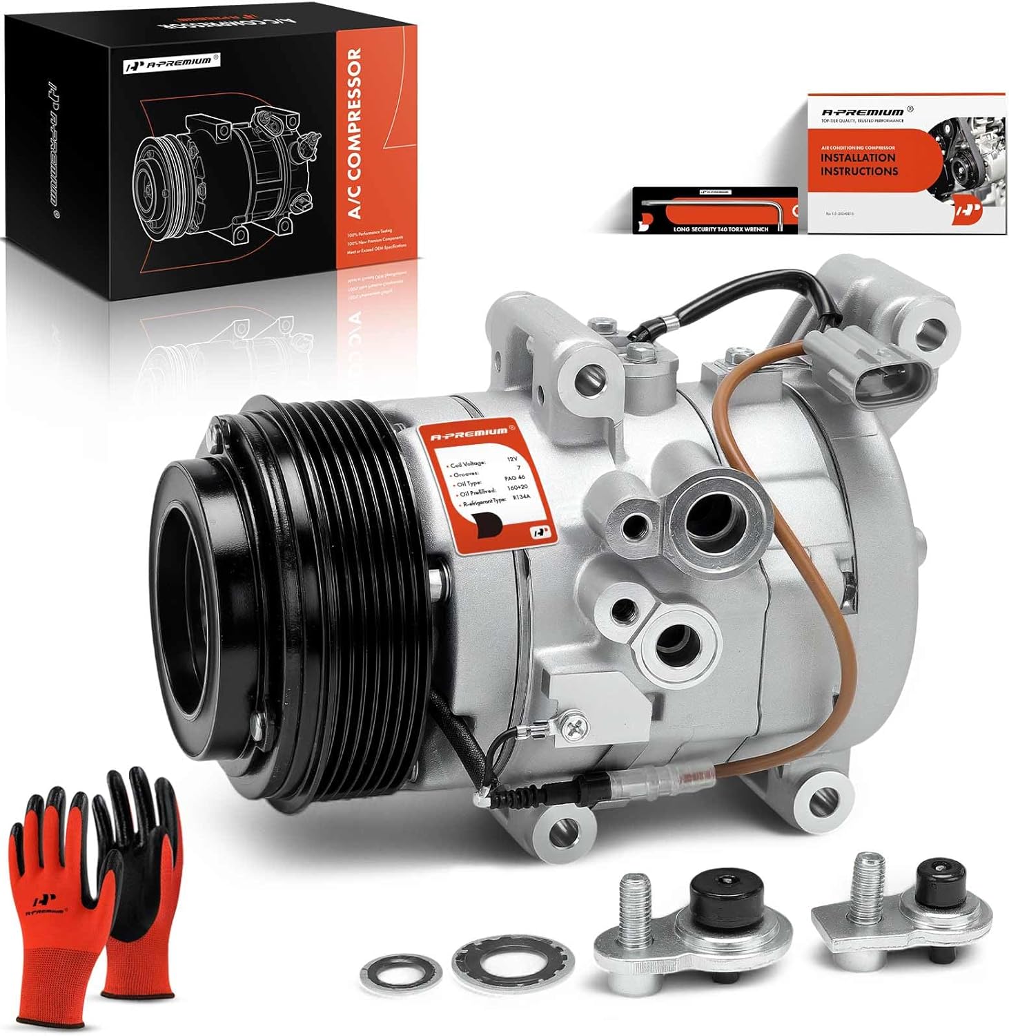 A-Premium Air Conditioner AC Compressor with Clutch Compatible with Toyota Tacoma 2.7L 3.5L 2016-2023