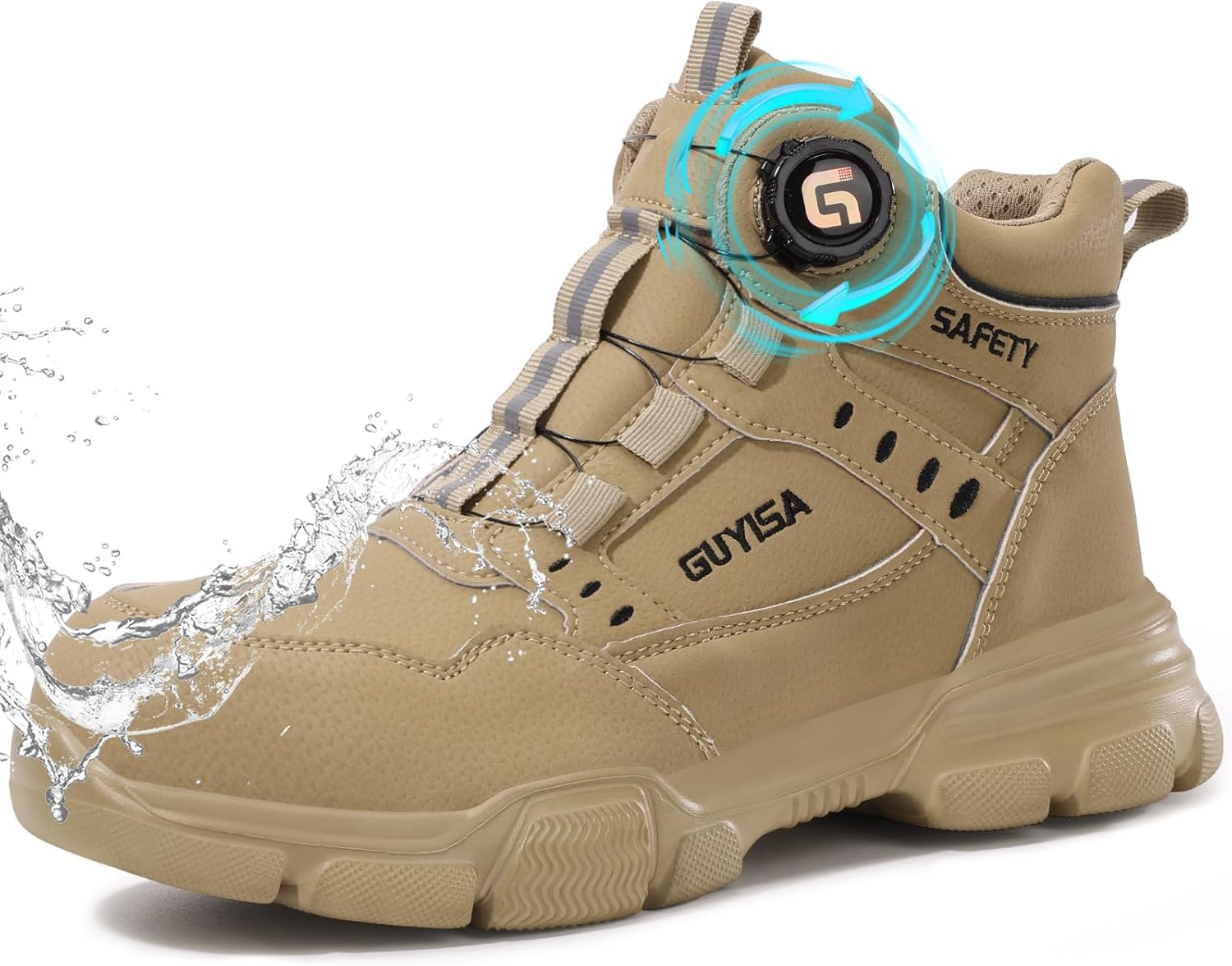 GUSAYEX Work Boots Mens Womens Waterproof Steel Toe Cap Boots Lightweight Safety Boots Puncture Proof Work Shoes Industrial Safety Trainers with Swivel Buckle Shoelaces