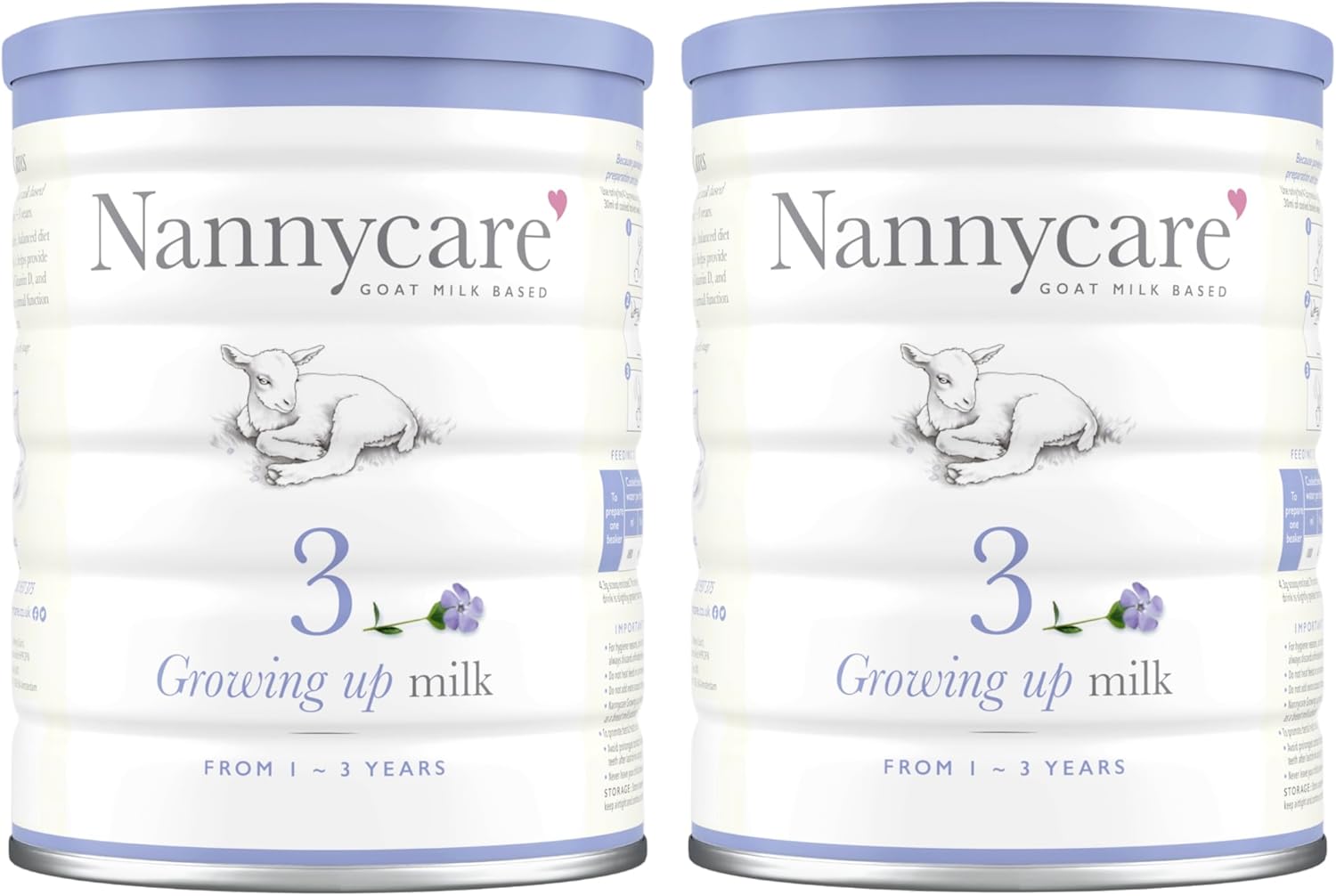 Nannycare Stage 3 Goat Milk Growing up Formula for 1-3 years - Nutritionally Tailored Goats Milk Powder with Vitamin D. Sources of Vitamin C & Calcium - 900g (Pack of 2)
