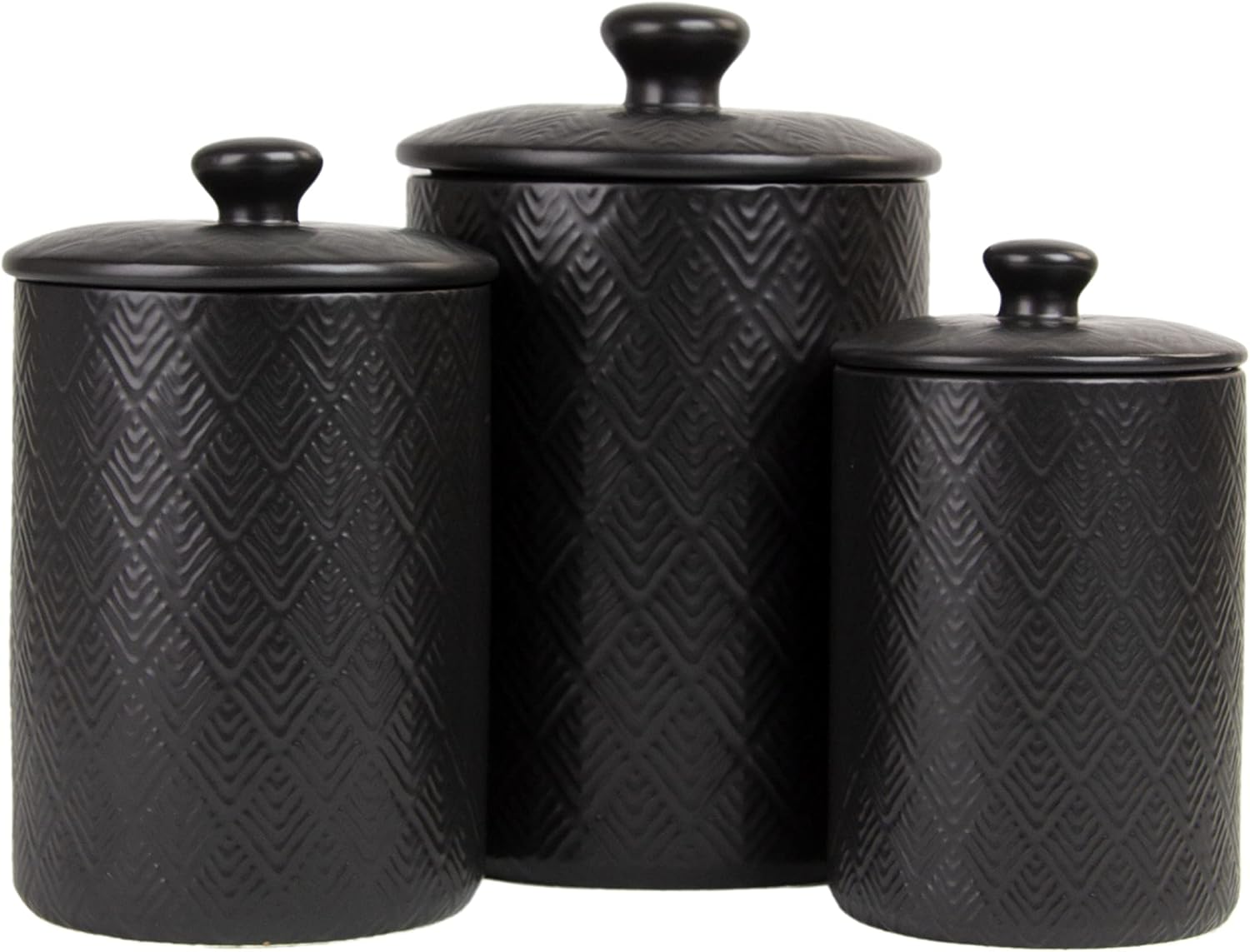 10 Strawberry Street Kitchen Canister, 3 Piece Set, Marquis Matte Black