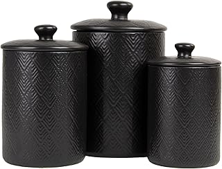10 Strawberry Street Kitchen Canister, 3 Piece Set, Marquis Matte Black