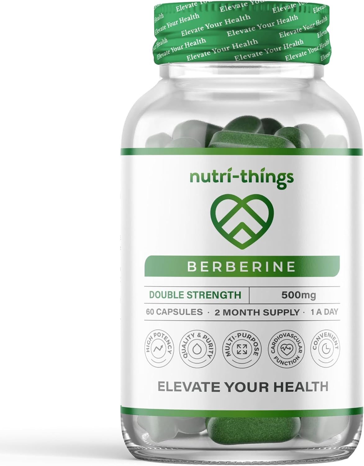 Berberine Supplement 500mg | 60 High Strength Capsules | Metabolism, Blood Sugar Control & Heart Health | 500mg Per Serving