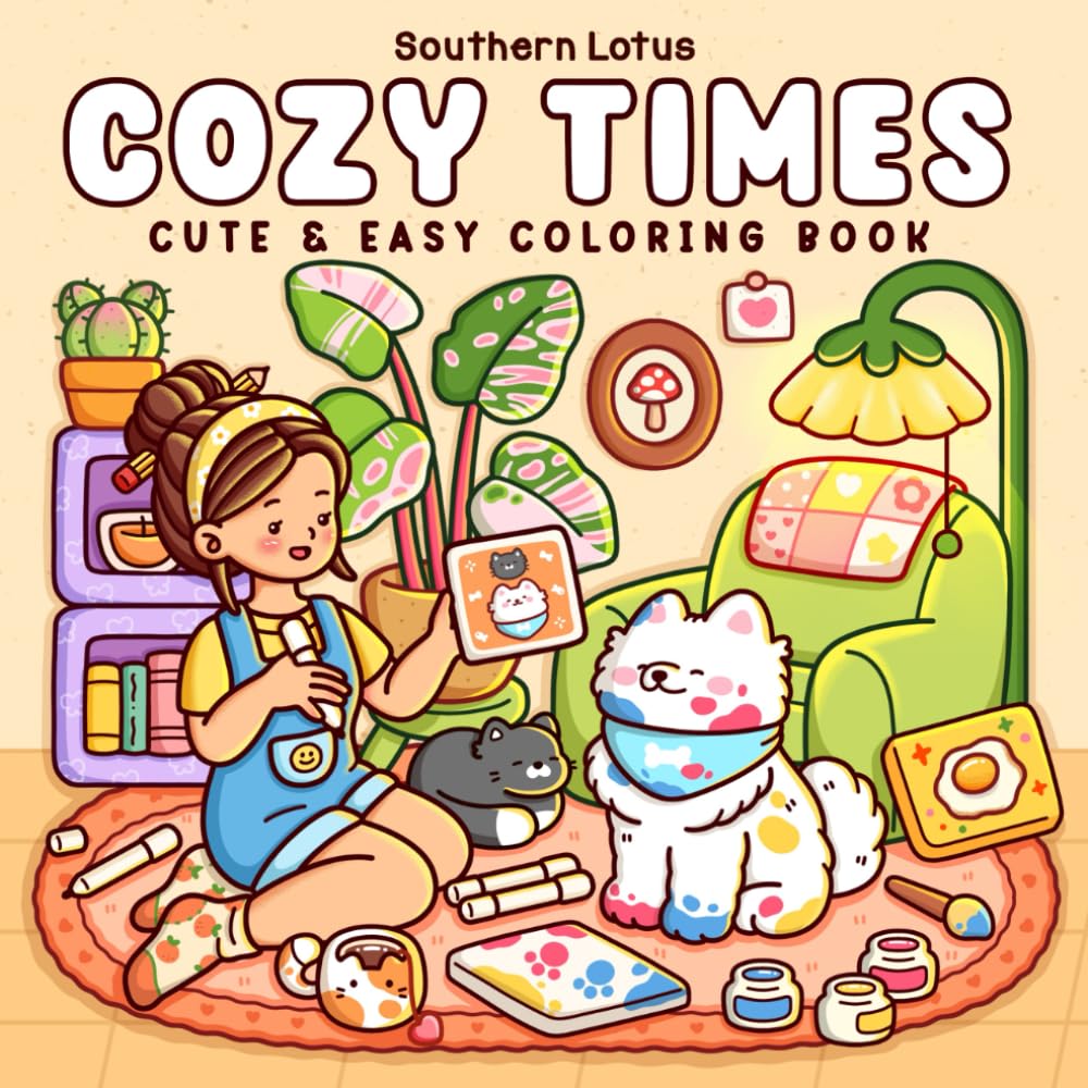 Cozy Times: Coloring Book for Adults and Teens Featuring Girls, Boys, and Pets in Chill Moments and Relaxing Times for Relaxation (Cute & Easy Coloring)