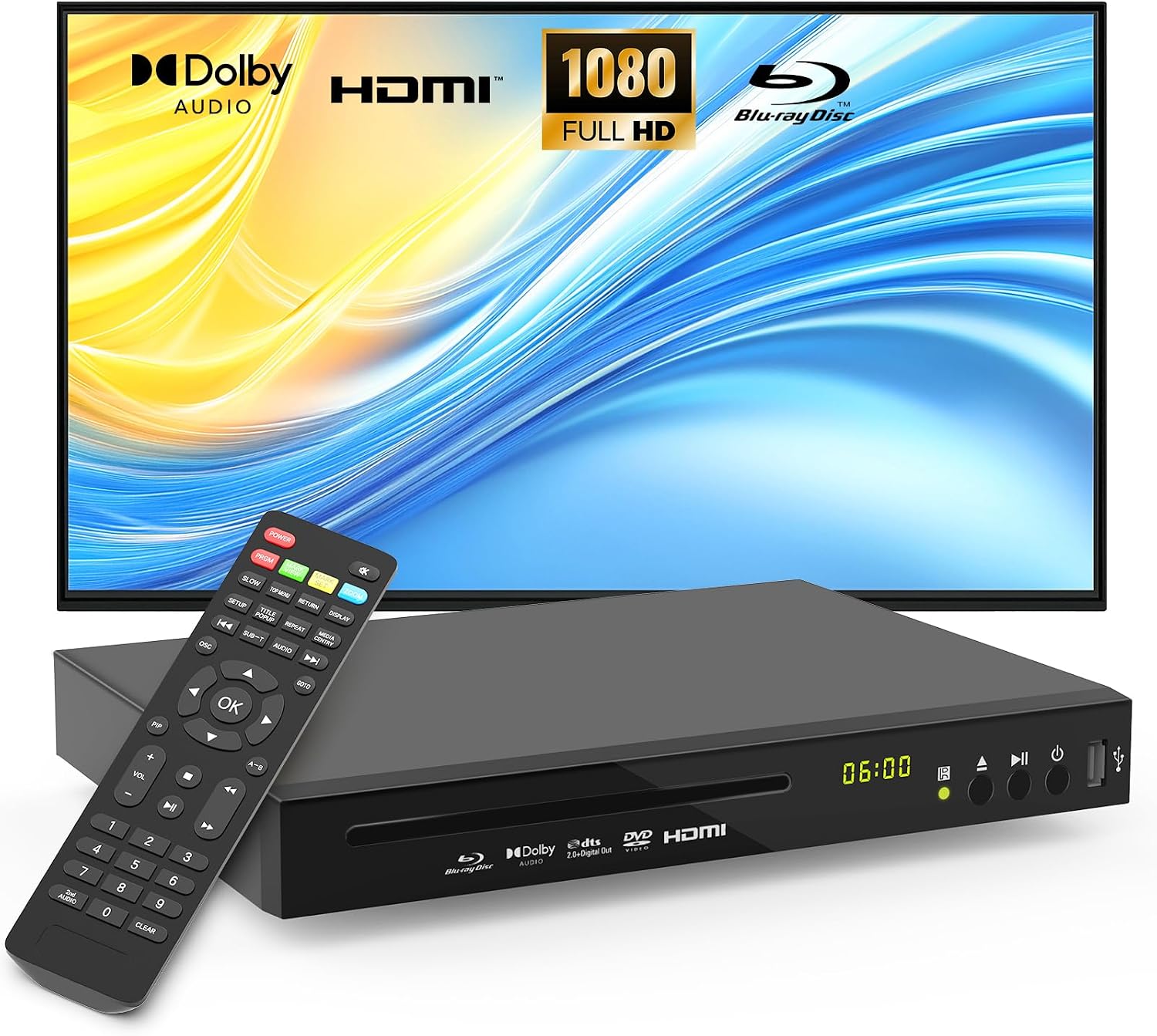 Blu-ray DVD Player Full HD 1080p with Dolby Digital, TrueHD and DTS Audio