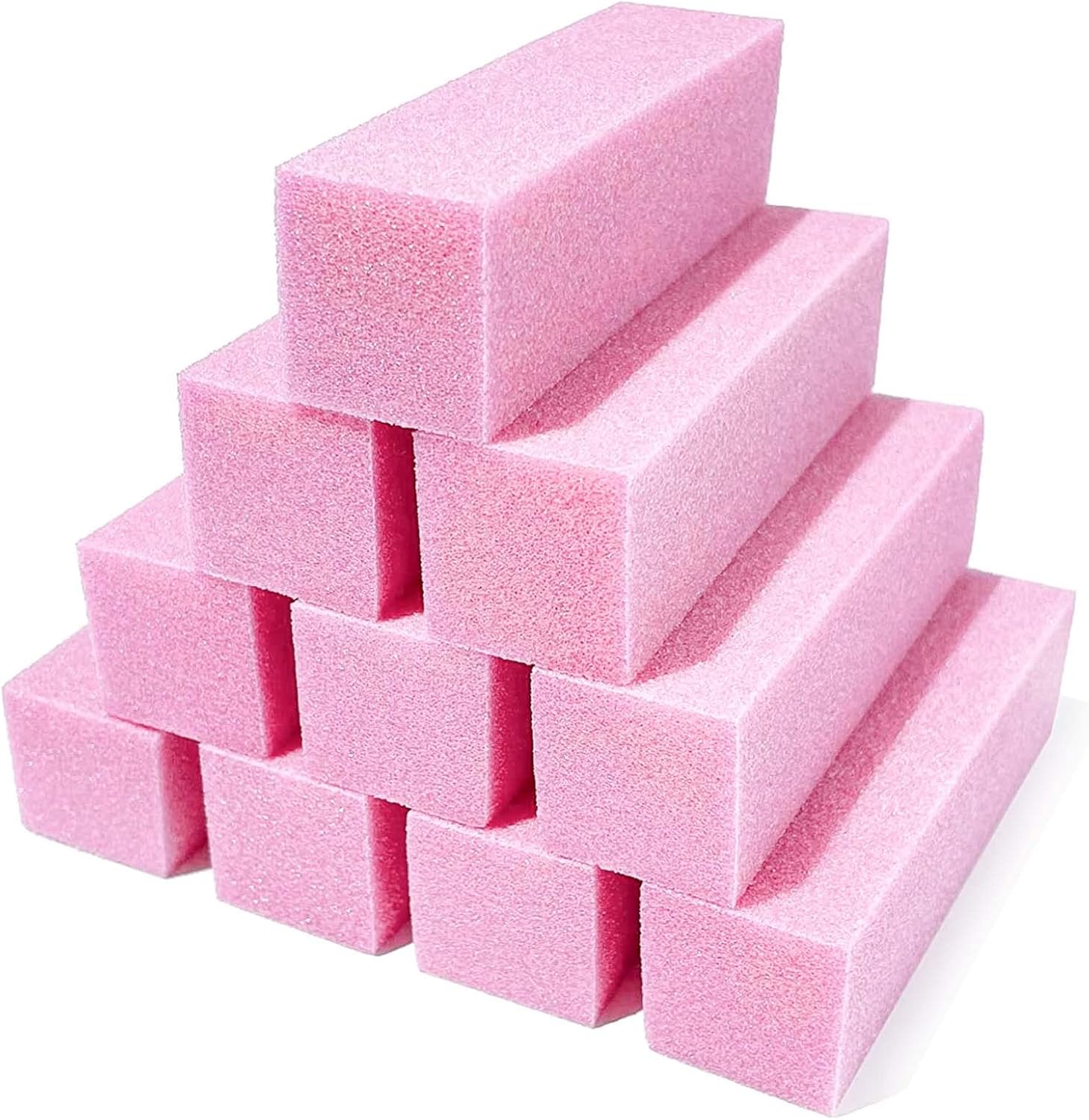Fuyamp 10 Pcs Nail Buffer Block, Professional 120 Grit Nail Sanding Blocks for Natural Acrylic Nails, Nail Buffer Blacks Manicure Pedicure Tools for Gel Nails Salon Home Use (Pink)