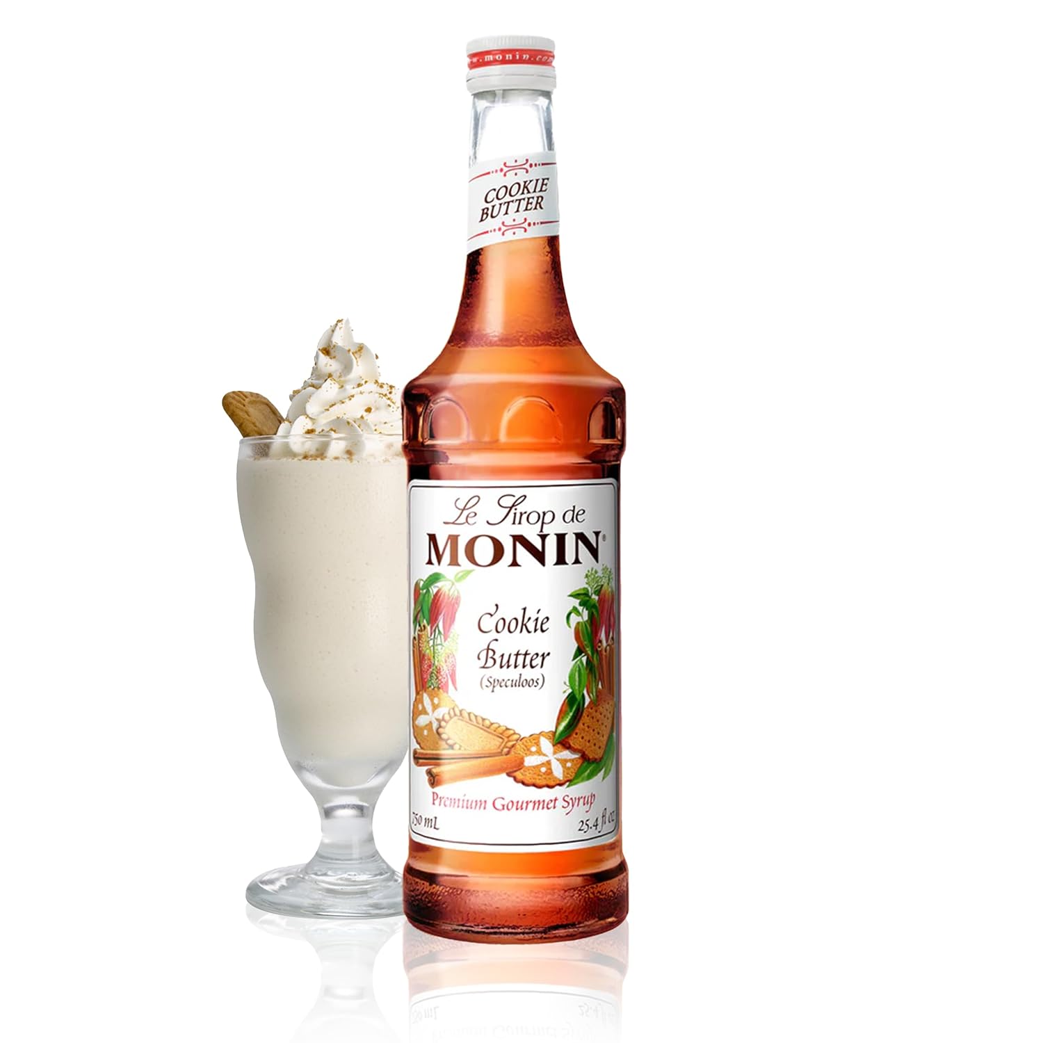 Monin - Cookie Butter Syrup, Great for Coffees, Lattes, and Mochas, Gluten-Free, Vegan, Non-GMO (750 ml)