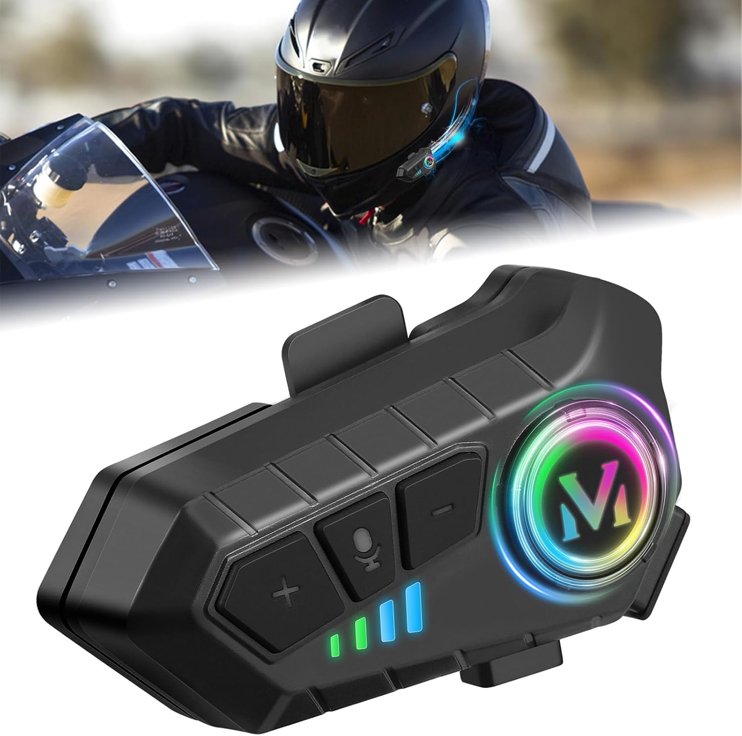 FEYA Motorcycle Helmet Speakers - Super Long Battery Life, Motorbike Headset Single Use Headset with Soft/Hard Mic,IPX6 Automatic Answer/Music Control/Intelligent Noise/Wake up Siri