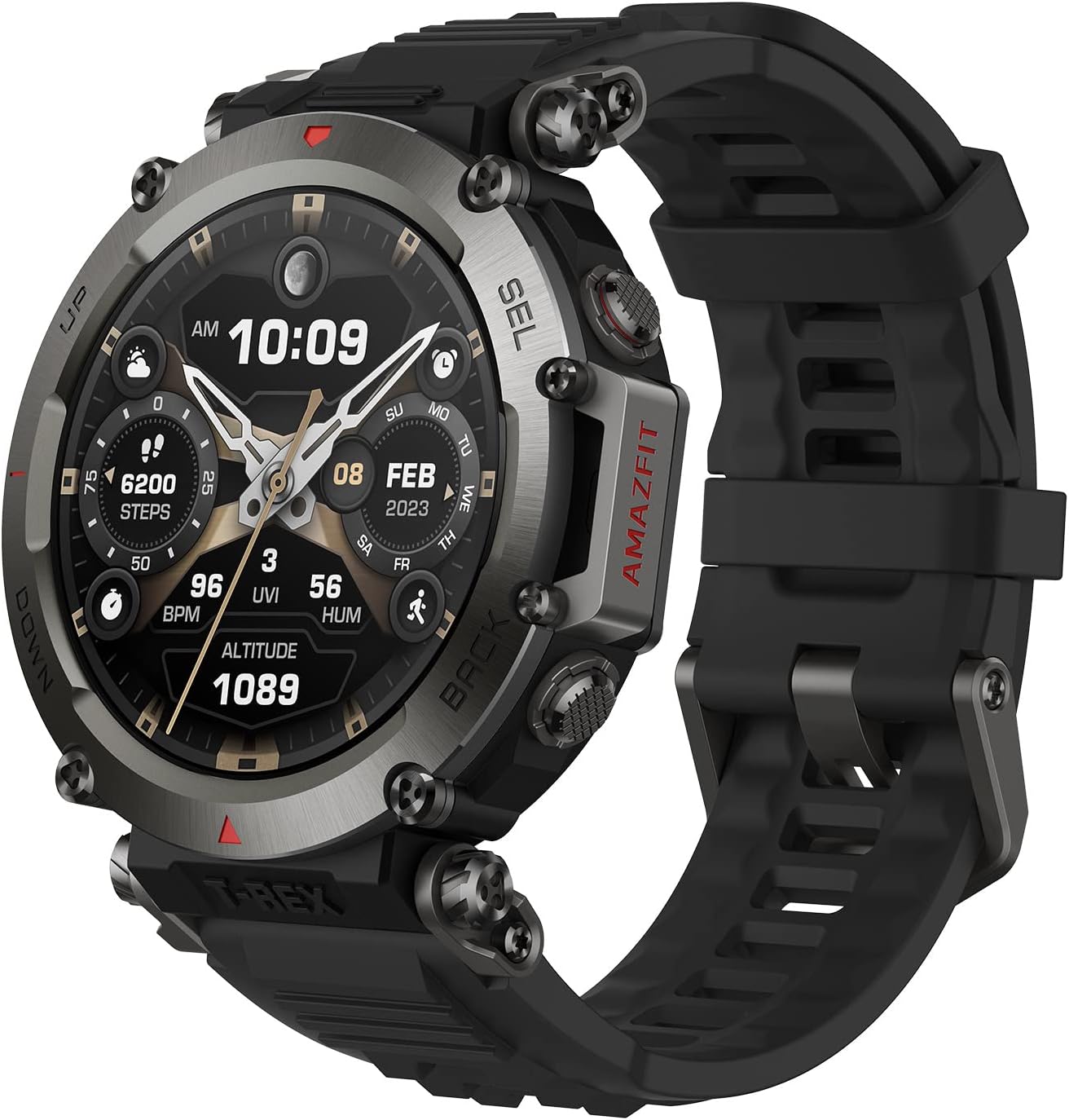 Amazfit T-Rex Ultra 47mm Smart Watch for Men, Route Import & Navigation, 6 Satellite Positioning Systems, Freediving Support & 10 ATM Waterproof, Rugged Outdoor Military-grade Smartwatch, Black