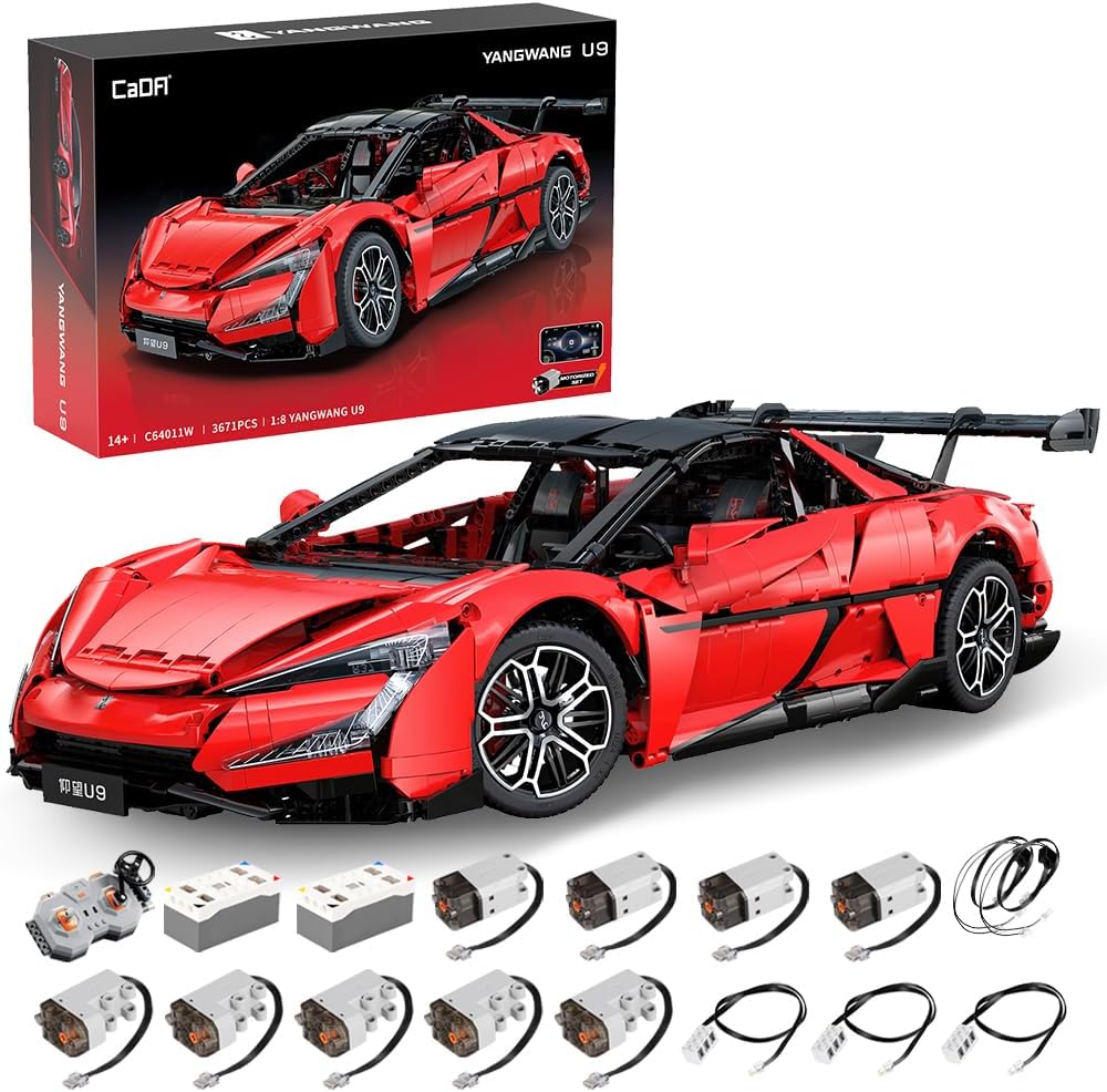 CaDA Master Yangwang U9 Super Car Brick Set, C64011W 1:8 Sports Car Building Block Kit with U-Turn Function, Dancing Building Block Model for Adults Collectors (3671PCS)