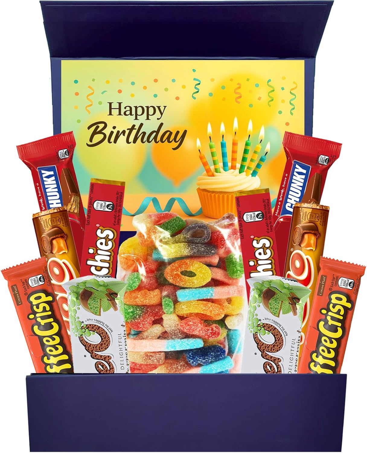 Happy Birthday Chocolate gift Chocolate Lover Selection box with 10 Full Sized Bars 350g Sweets pack Ideal for Bday gift, Birthday for her