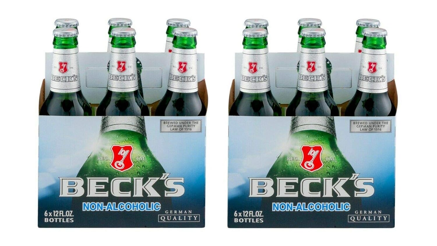 Malt Beverage Beck's German Non Alcoholic Beer 2 Packs of 6 Glass Bottles 12 fl.oz/354ml