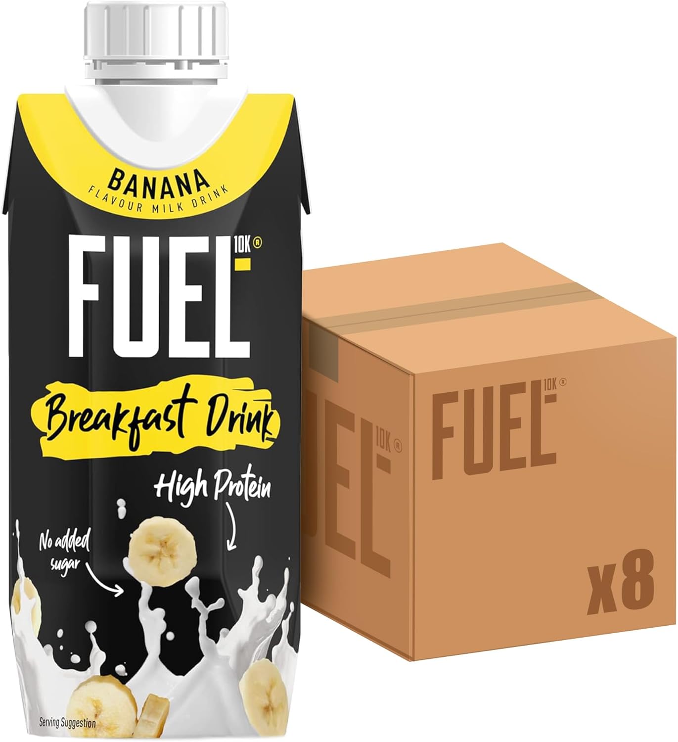 FUEL10K Banana High Protein Milk Breakfast Drink, 330 ml (Pack of 8)