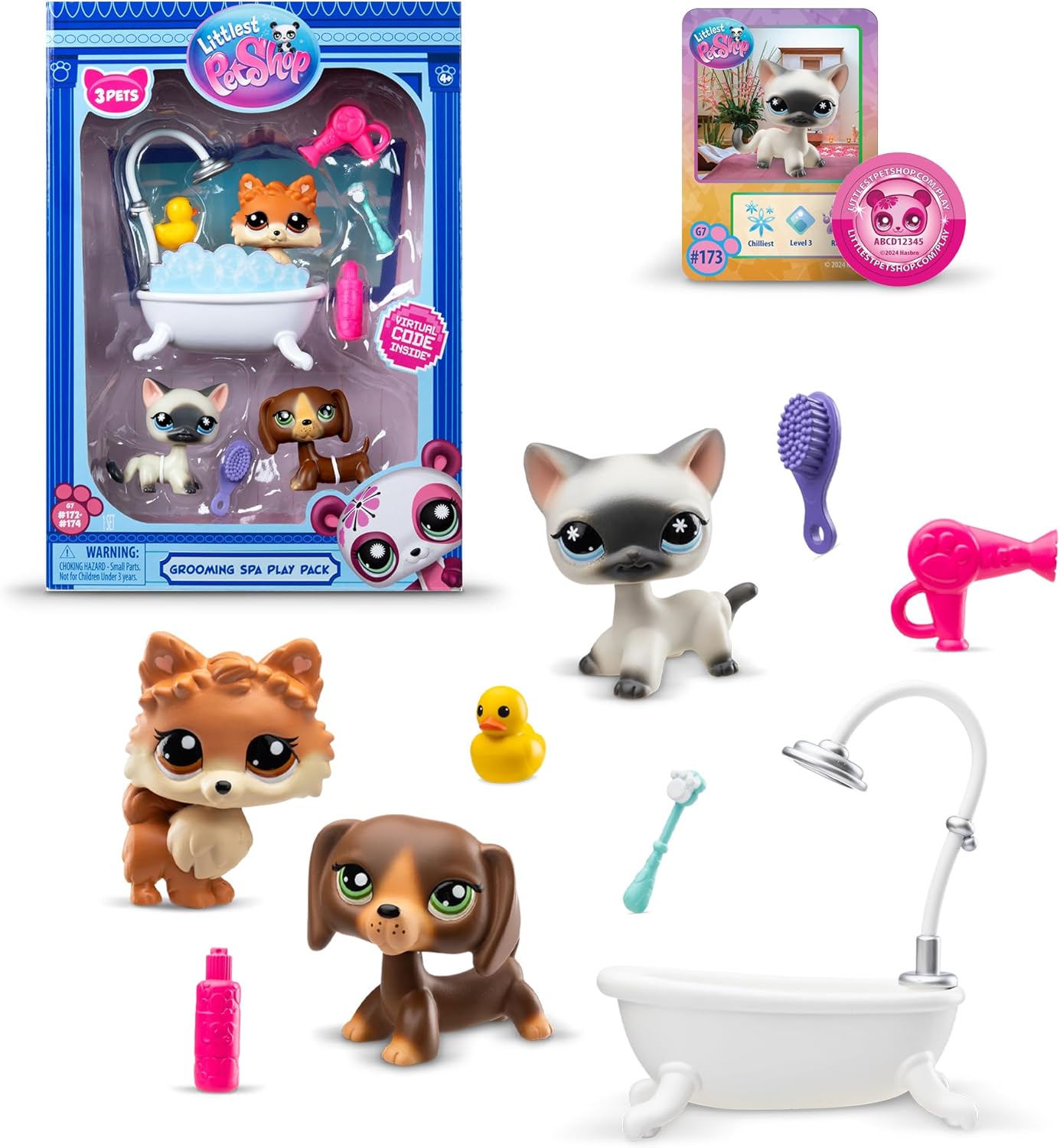 Littlest Pet Shop - Grooming Spa Play Pack, Gen 7 Authentic LPS Bobble Head Toy Figure, Collectible Toy Animal, Ages 4+