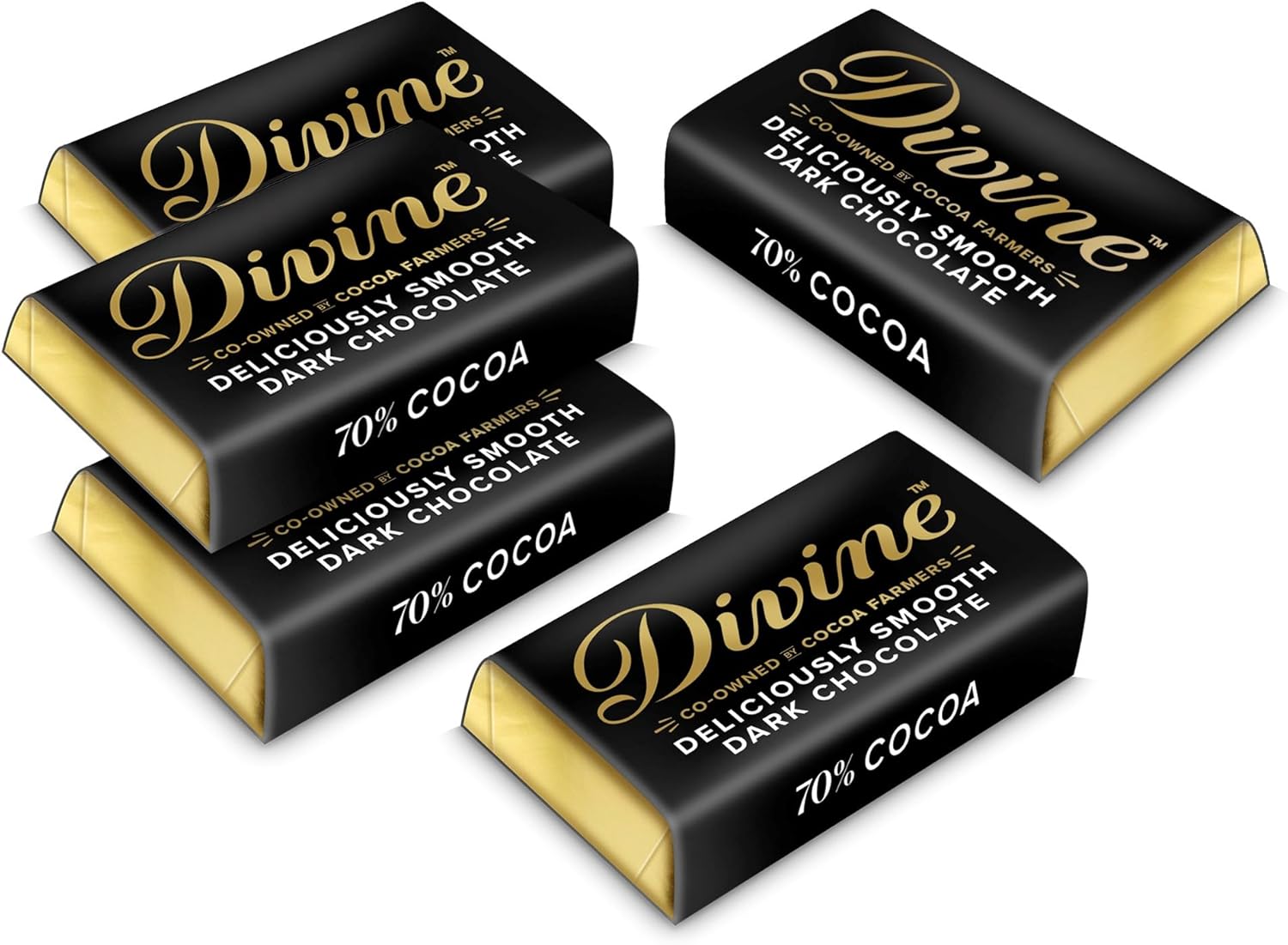 Divine 70% Dark Chocolate Mini Bars, 100 x 4.2g