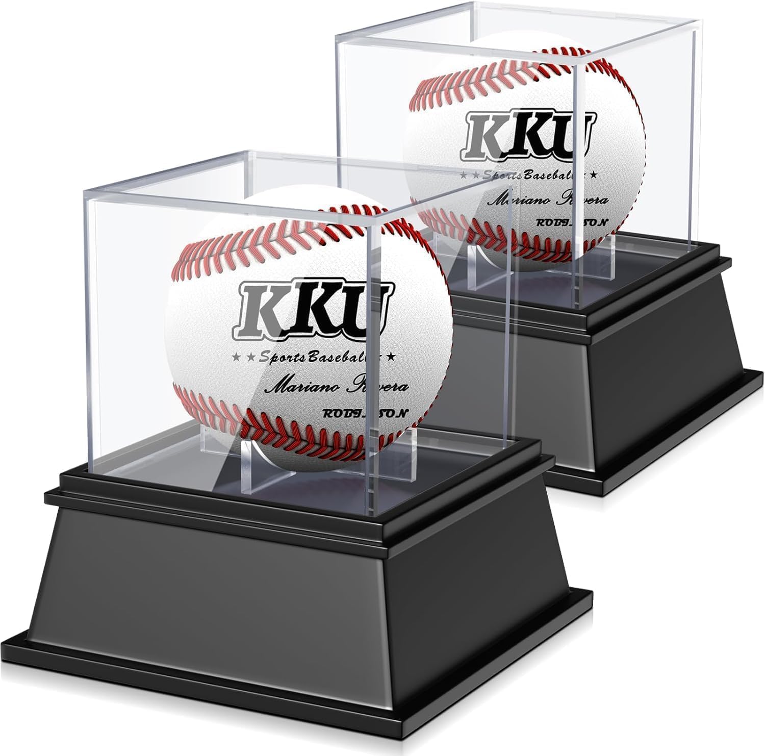 KKU Baseball Display Case 2 Pack, Baseball Holder for Ball Display Cube Box, UV Protected Acrylic Baseball Storage Official Size Box, Memorabilia Display Case for Baseball