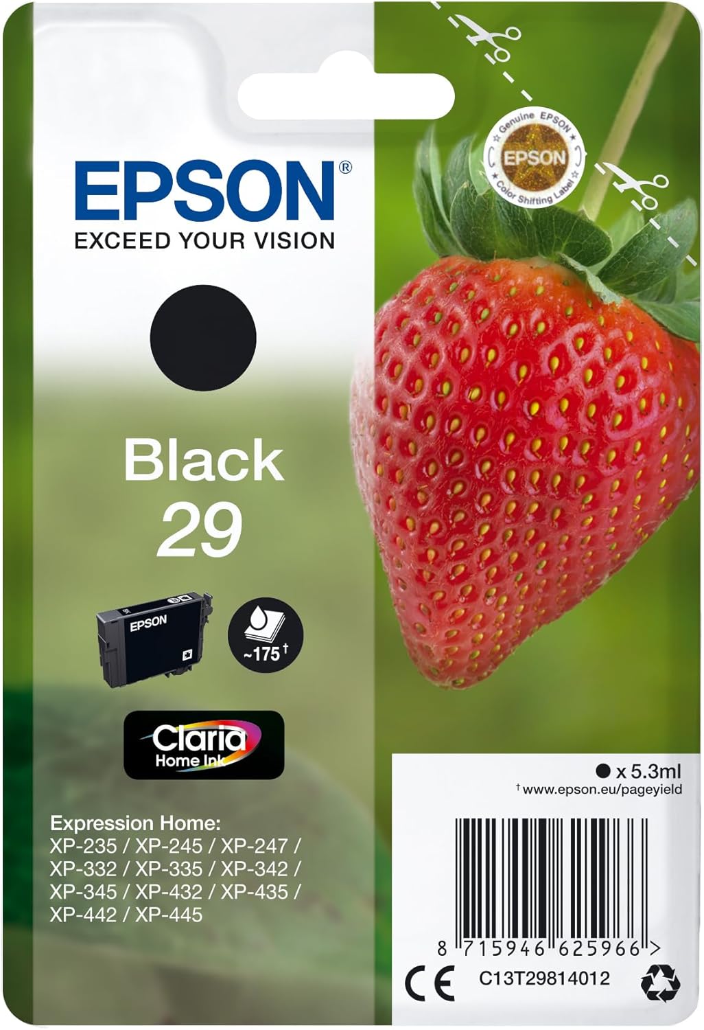 Epson T298140 29 Black Strawberry Genuine, Claria Home Ink
