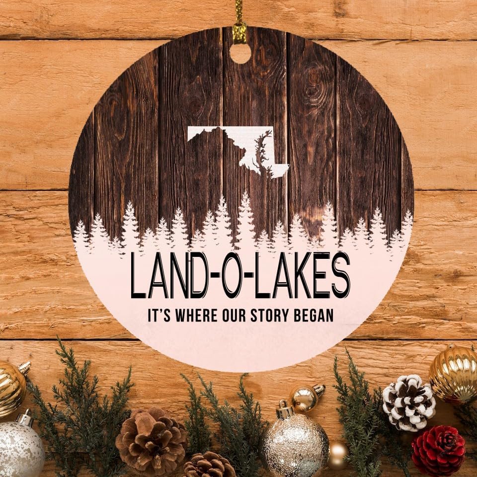 Land-O-Lakes Ornament Land-O-Lakes MD Ornaments Maryland - It's Where Our Story Began - Vintage Christmas Ornament Gift Round 3"