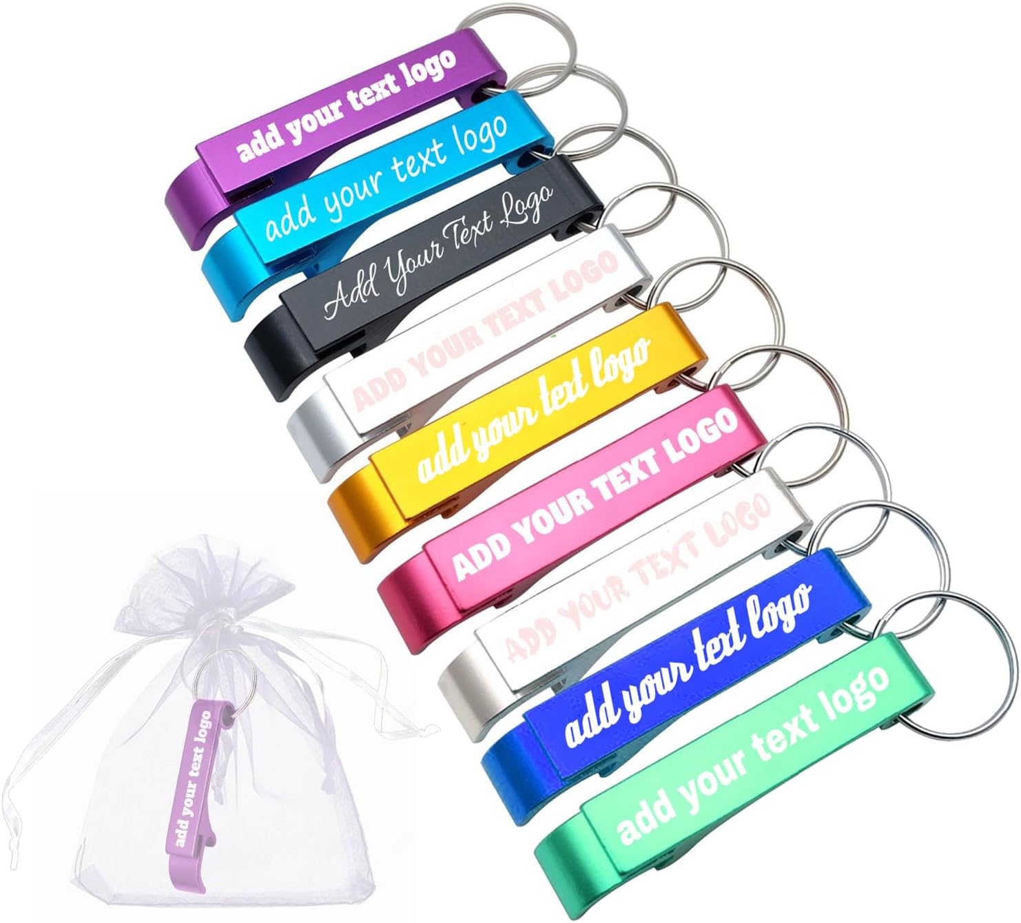 100pcs Personalized Bottle Opener Custom Aluminum Beer Bottle Opener Engraved Any Text/Logo Wedding Favors, Brewery, Bar, Anniversaries, Party, Restaurant, Property Agent, Guests, Graduation
