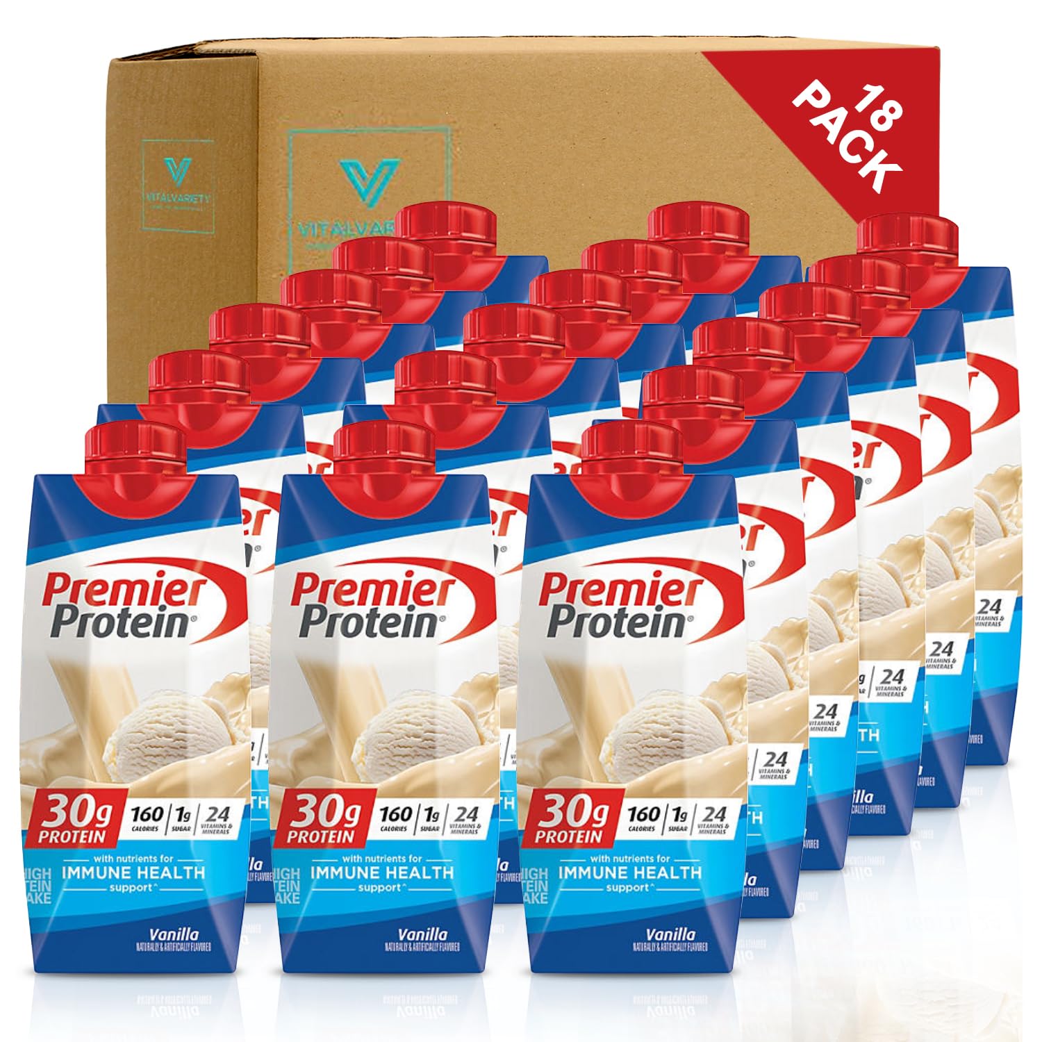 Premier Protein High Protein Shakes Variety Sampler Pack Vanilla 11 Fl. Oz Each (18pk)