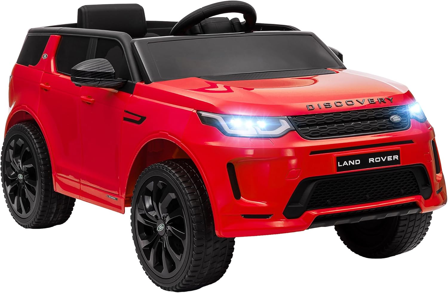 Qaba 12V Kids Ride on Car, Land Rover Discovery Sport Licensed Battery Powered Kids Electric Car with Remote Control, Soft Start, LED Lights, Music Horn, 3 Speeds, Red