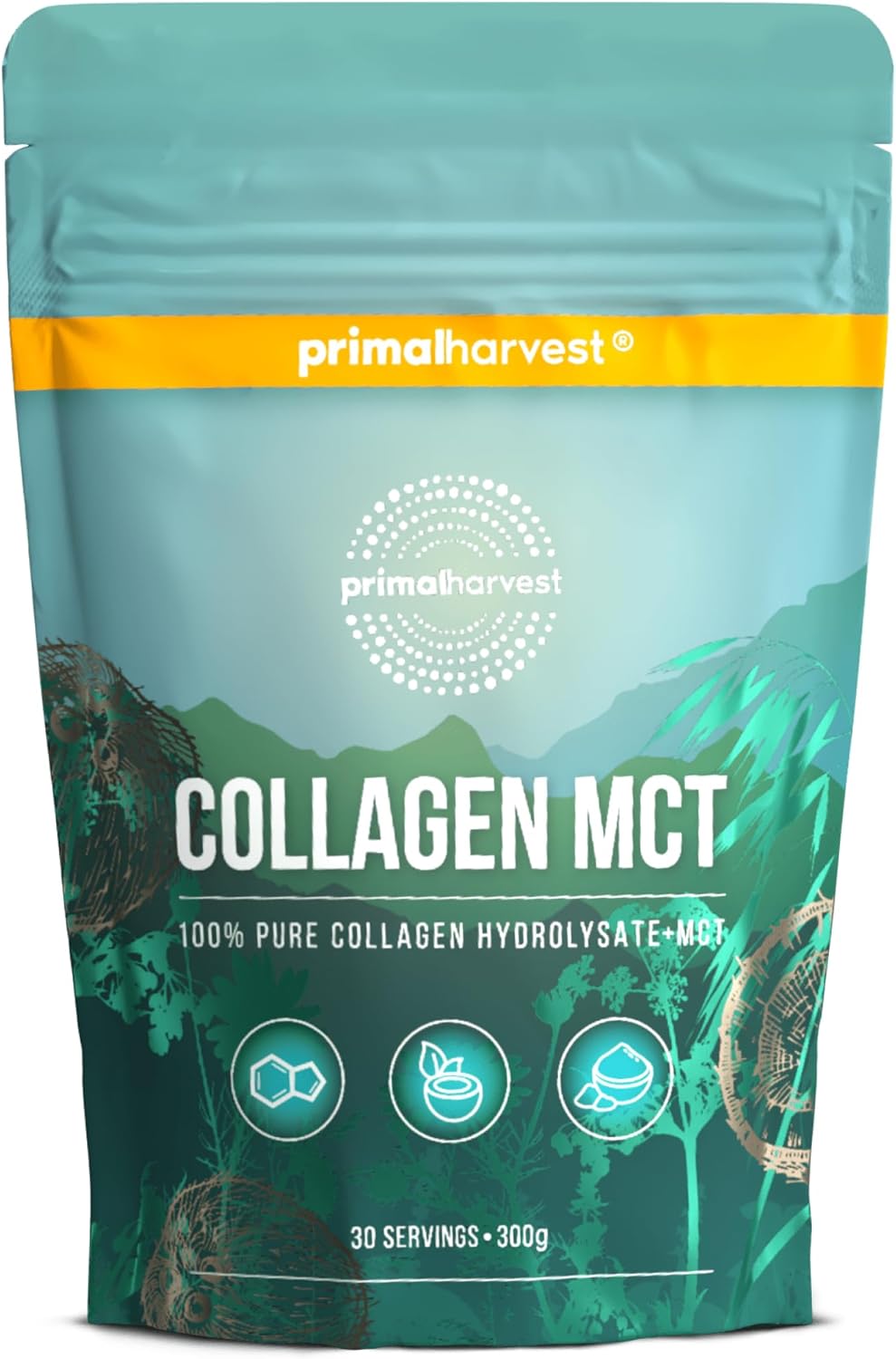 Collagen MCT by Primal Harvest - Powder Supplement with Type I and III peptides to Help Improve Hair, Skin, Nails and Joints, for Men and Women…