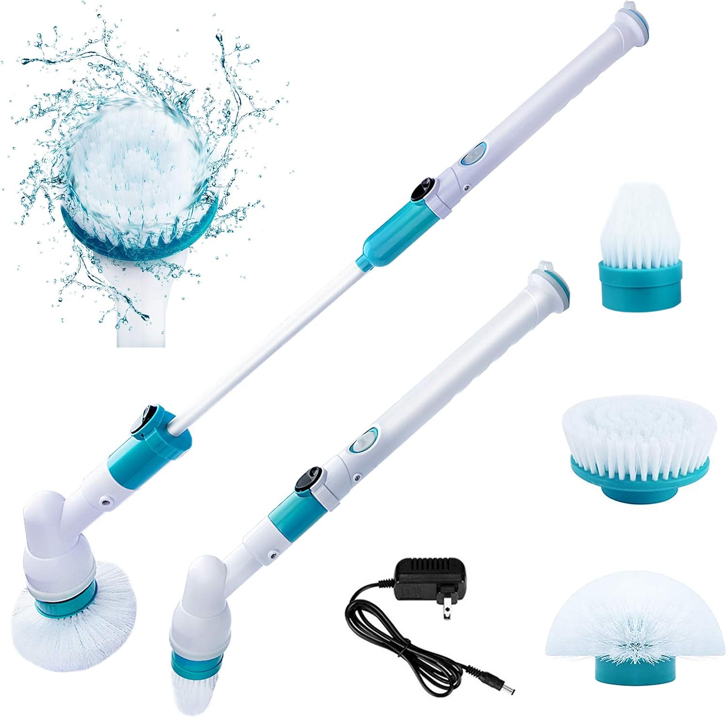 Electric Spin Scrubber 360 Cordless Power Brush Shower Scrubber, Electric Brush Scrubber with Adjustable Extension Arm and 3 Replaceable Bathroom Scrubber Cleaning Brush Heads