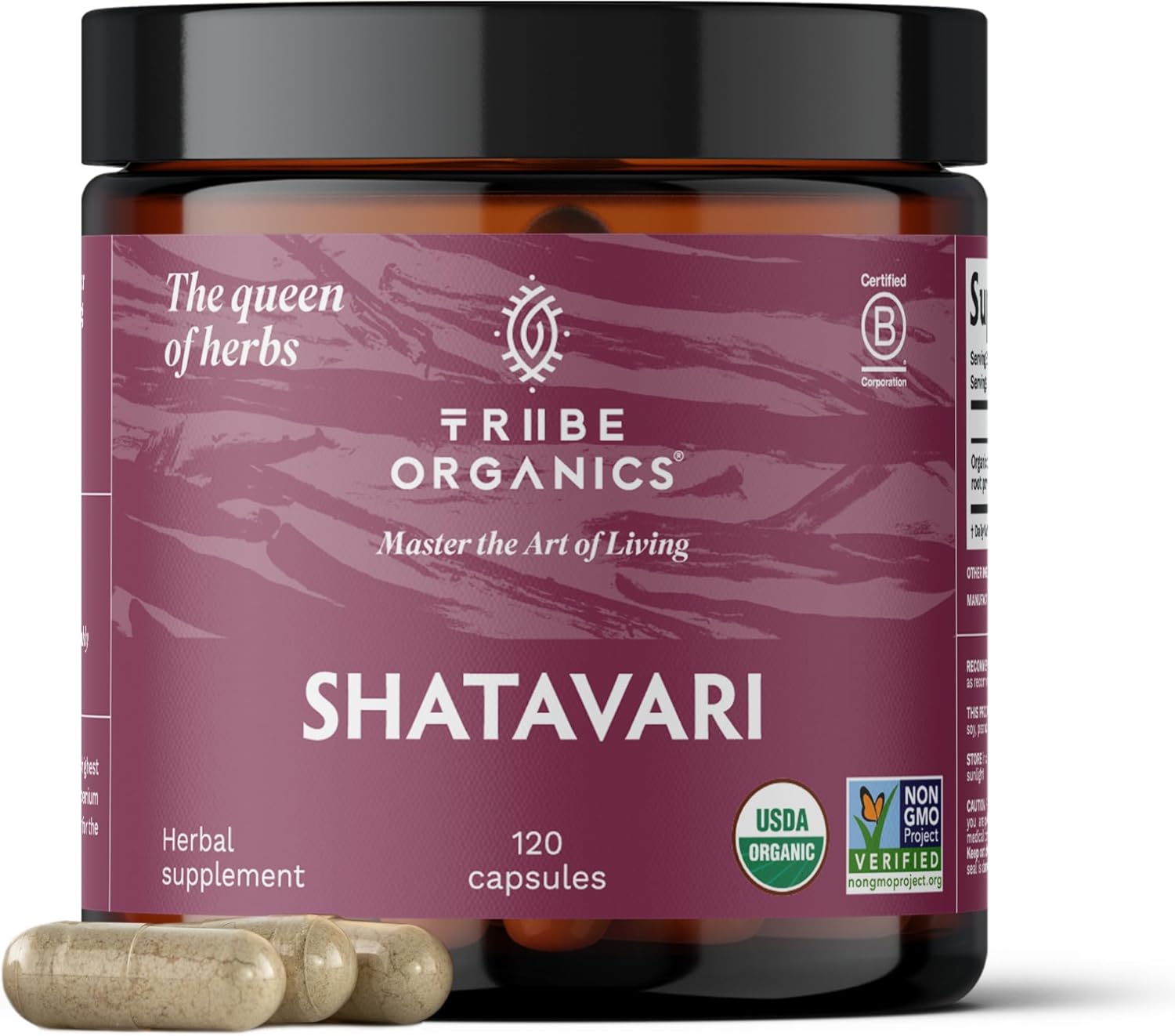 TRIBE ORGANICS Organic Shatavari Herbal Supplement - Hormonal Balance | Women’s Reproductive Health | Lactation | Immune & Inflammatory Support - Non-GMO USDA Organic 120 Vegan Capsules
