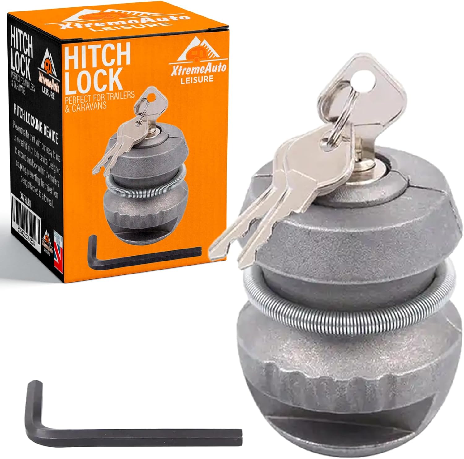 Xtremeauto Trailer Hitch Lock Ball - Caravan Security Anti-Theft Device, Zinc Alloy Expanding Lock for Caravans & Trailers Tow Hitch