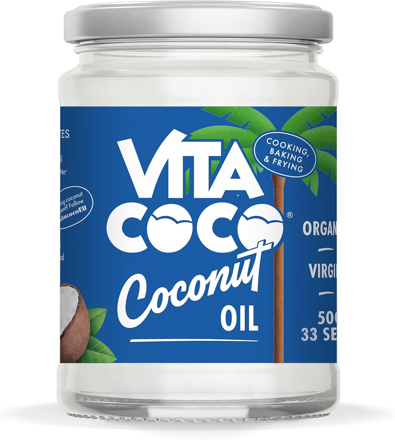 Vita Coco Organic Coconut Oil, Extra Virgin, Cold Pressed, Keto, Gluten Free, Use as Cooking Oil, Skin Moisturiser or Hair Shampoo, 500 ml (Pack of 1)